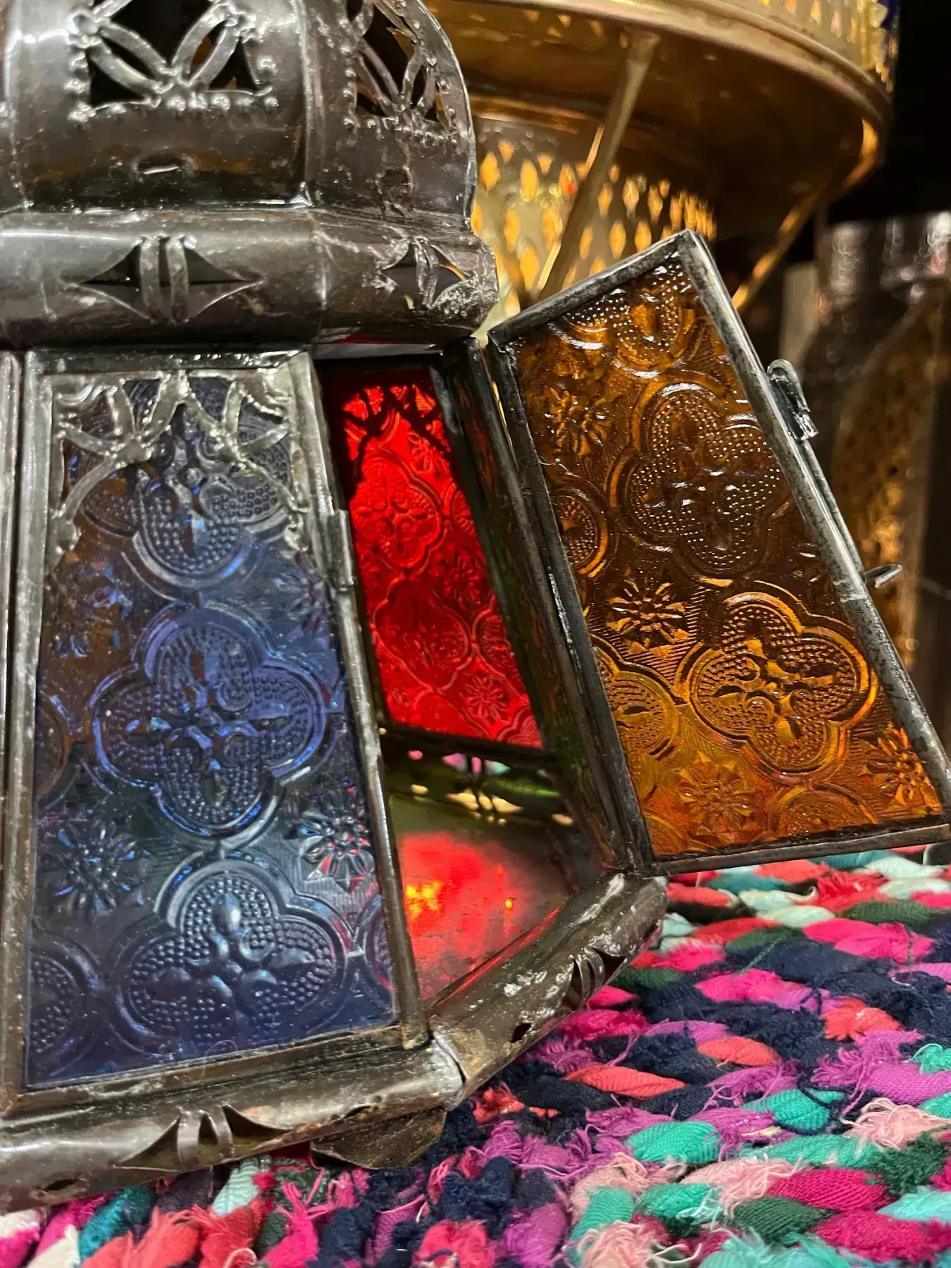 Hand-Hammered Brass Lantern from Marrakech Medina — view 5