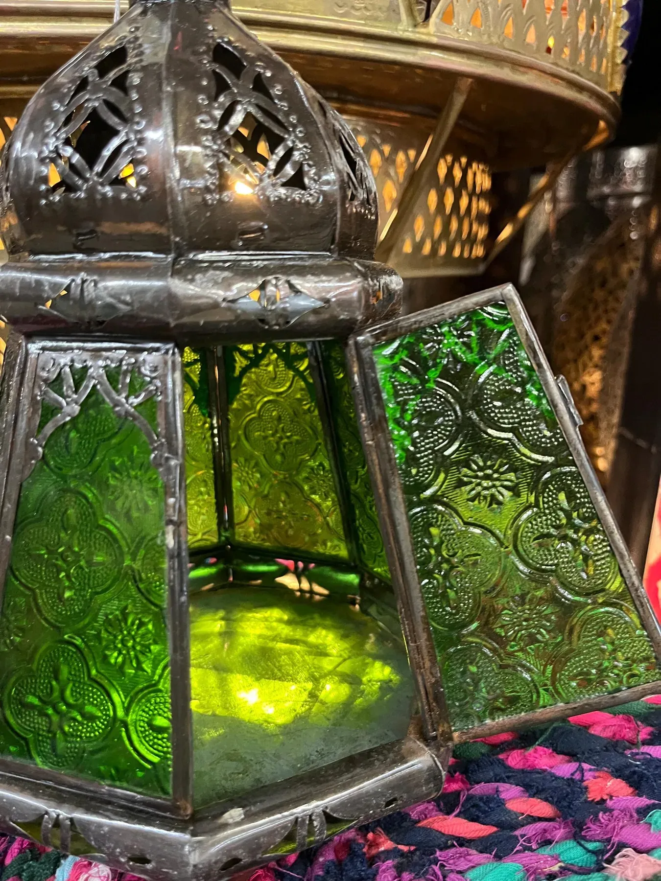 Hand-Hammered Brass Lantern from Marrakech Medina — view 6