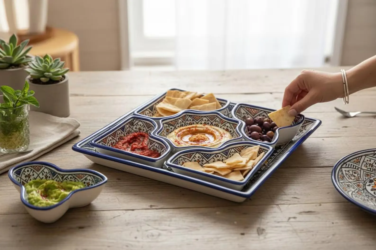 Hand-Painted Safi Ceramic Serving Set — view 8