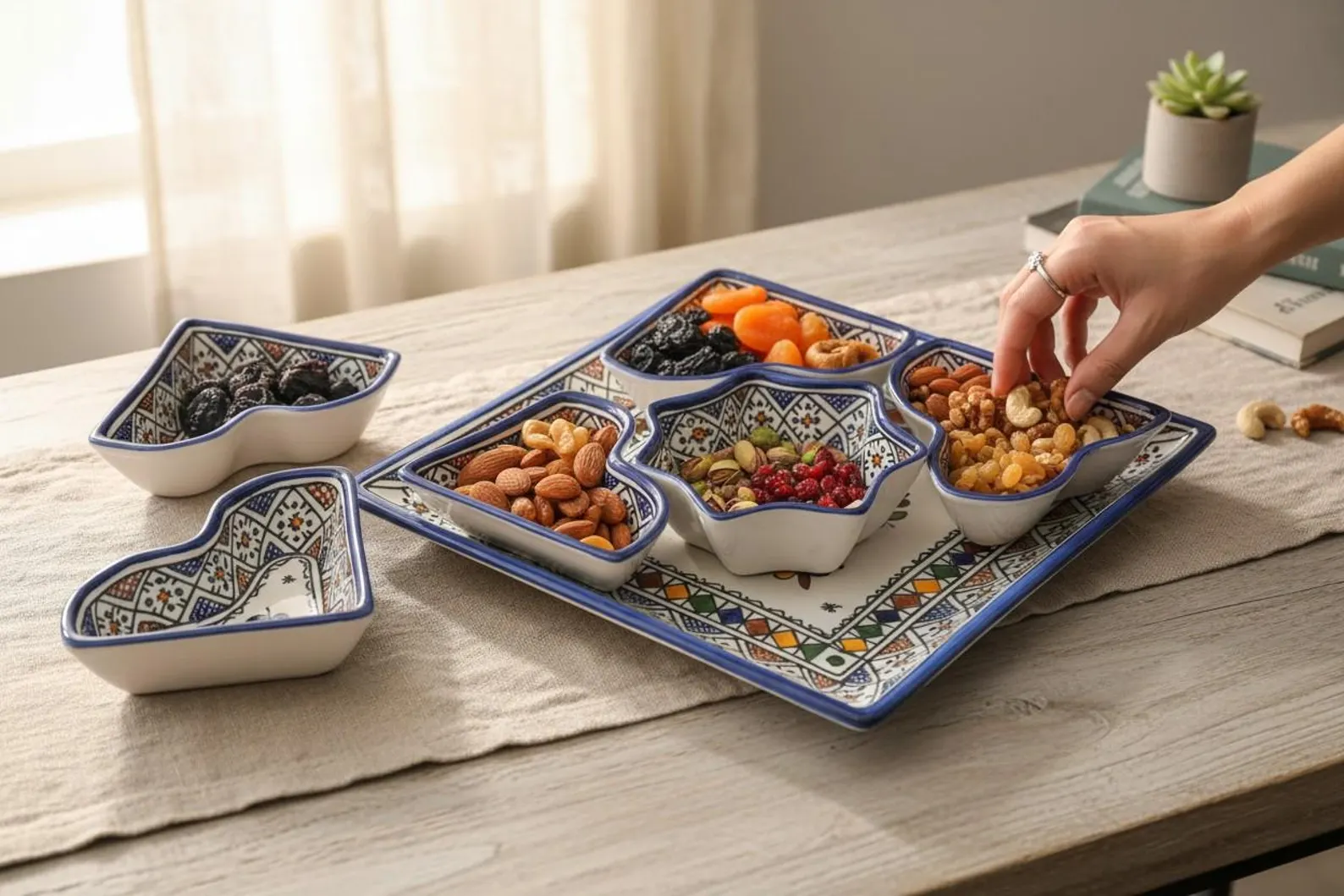 Hand-Painted Safi Ceramic Serving Set