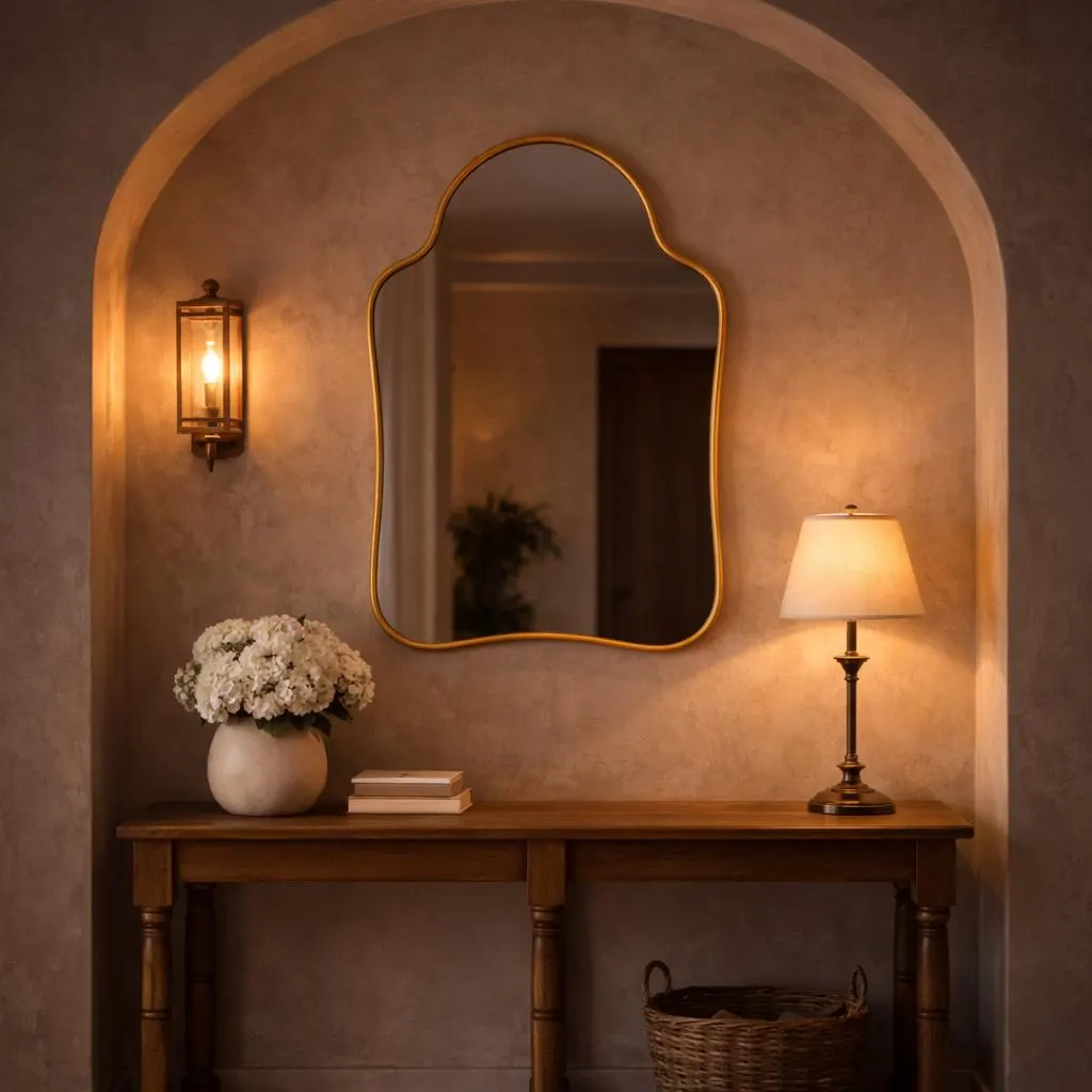 Asymmetrical Brass Mirror – Handmade Moroccan Wall Decor — view 2