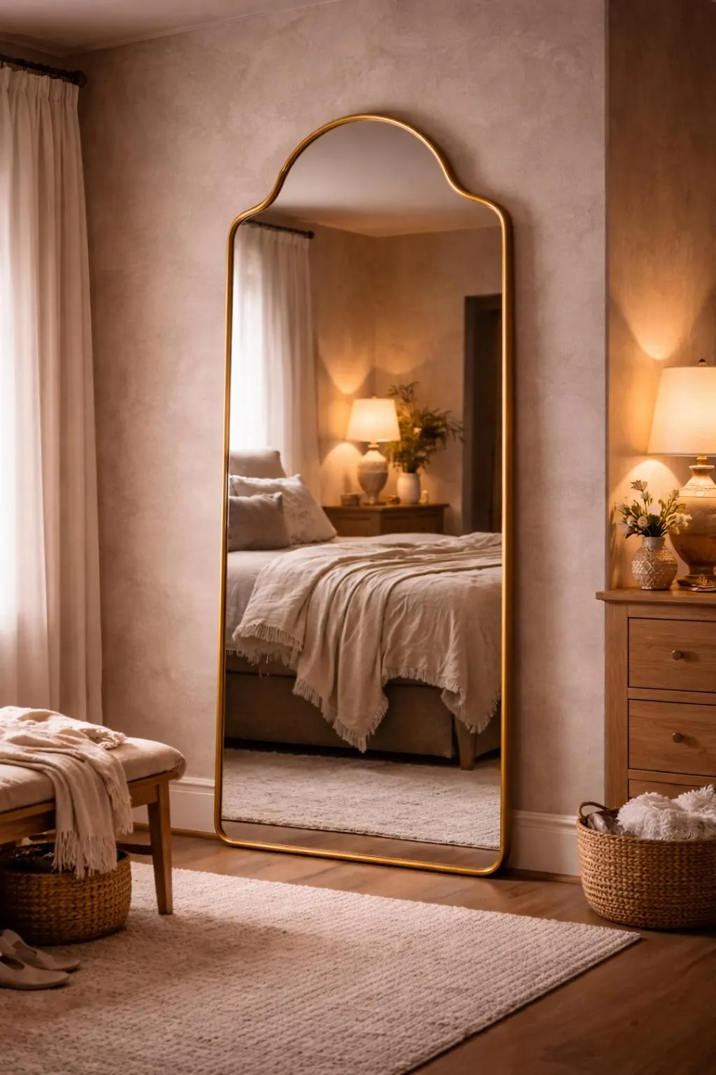Asymmetrical Brass Mirror – Handmade Moroccan Wall Decor