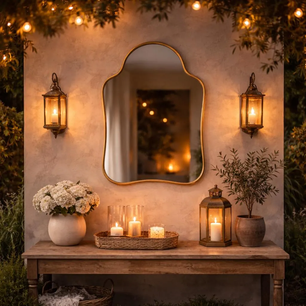 Asymmetrical Brass Mirror – Handmade Moroccan Wall Decor — view 5