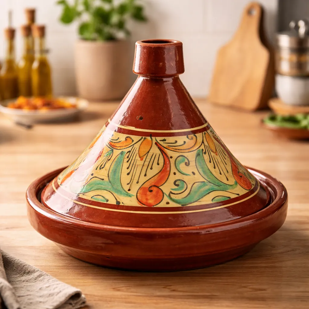 Authentic Moroccan Handmade Clay Tagine – Lead-Free Cooking Tagine for Oven & Stovetop, Hand-Painted Ceramic (Multiple Sizes) — view 3