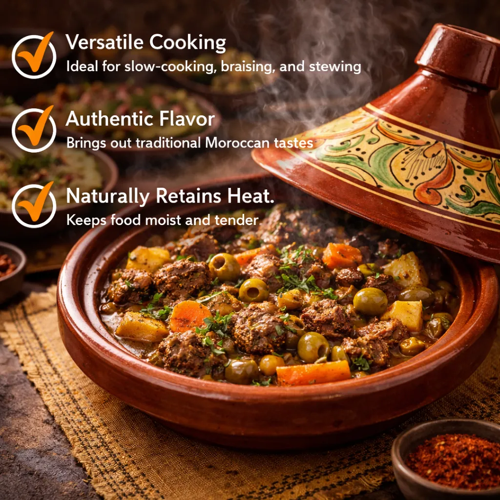 Authentic Moroccan Handmade Clay Tagine – Lead-Free Cooking Tagine for Oven & Stovetop, Hand-Painted Ceramic (Multiple Sizes) — view 11