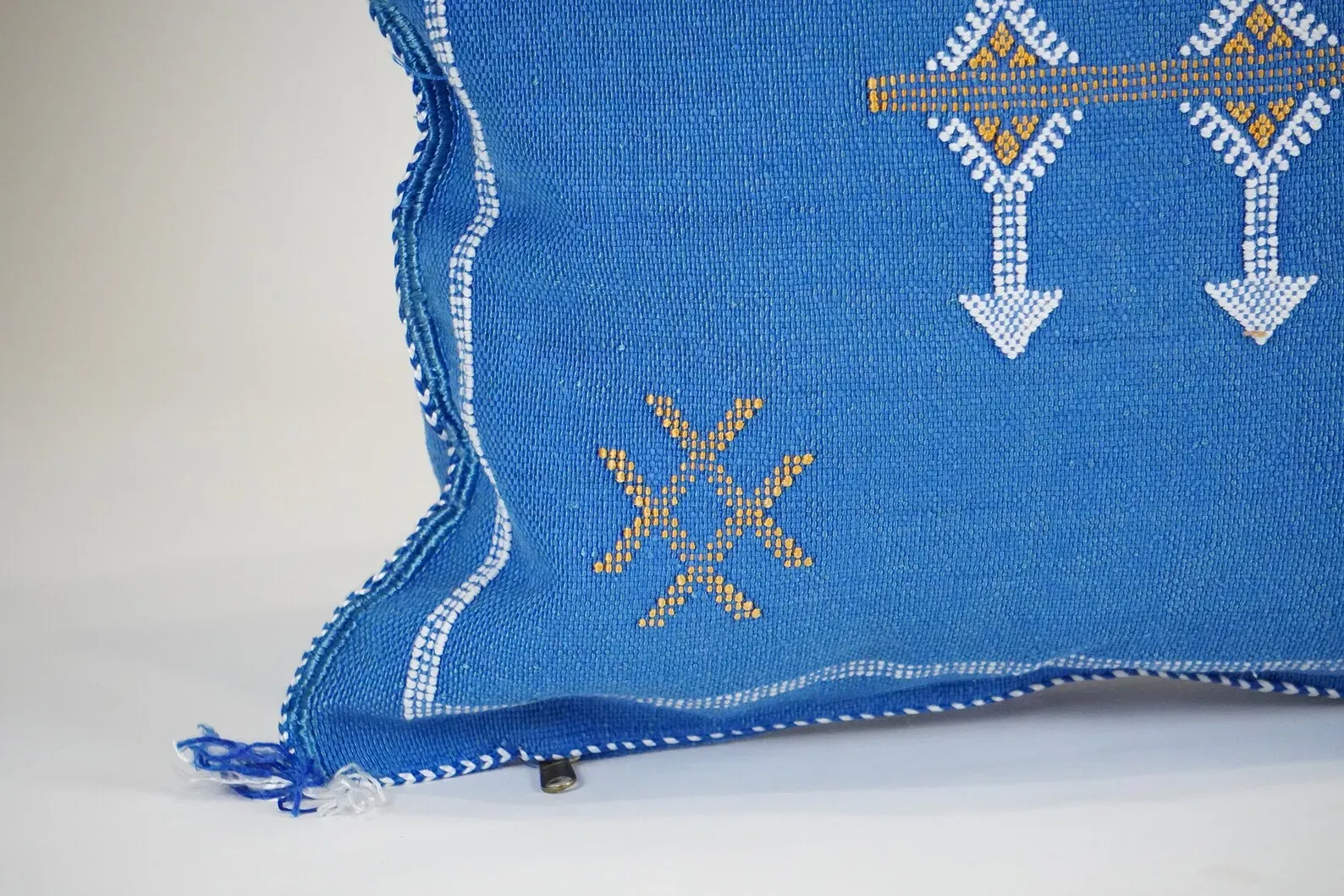 Blue Cactus Silk Pillow by Hajja Mina — view 3