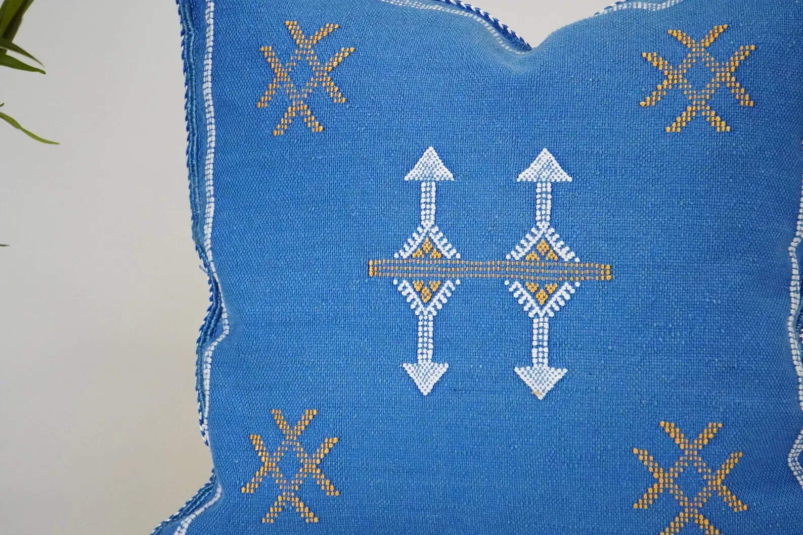Blue Cactus Silk Pillow by Hajja Mina — view 4
