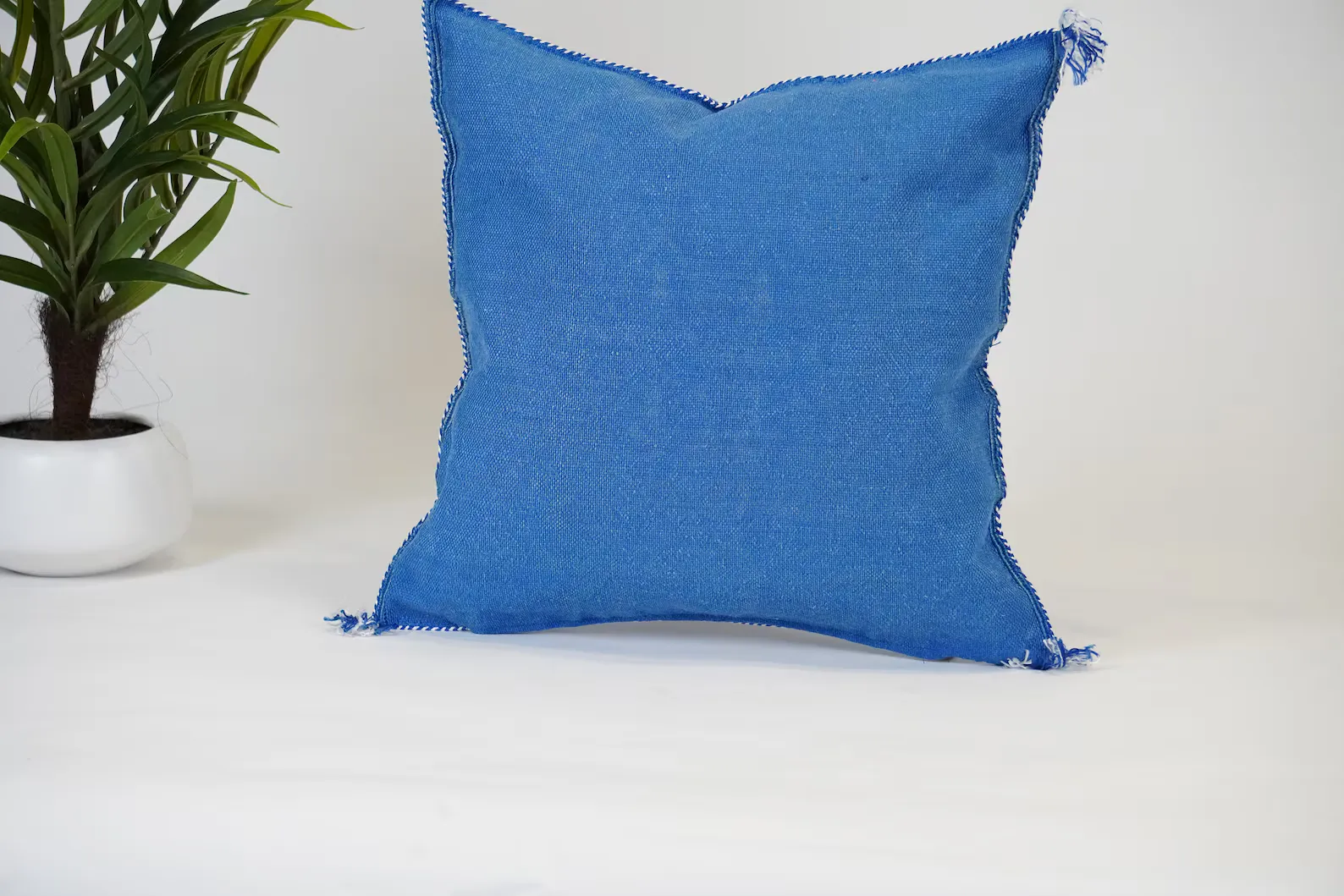 Blue Cactus Silk Pillow by Hajja Mina — view 8