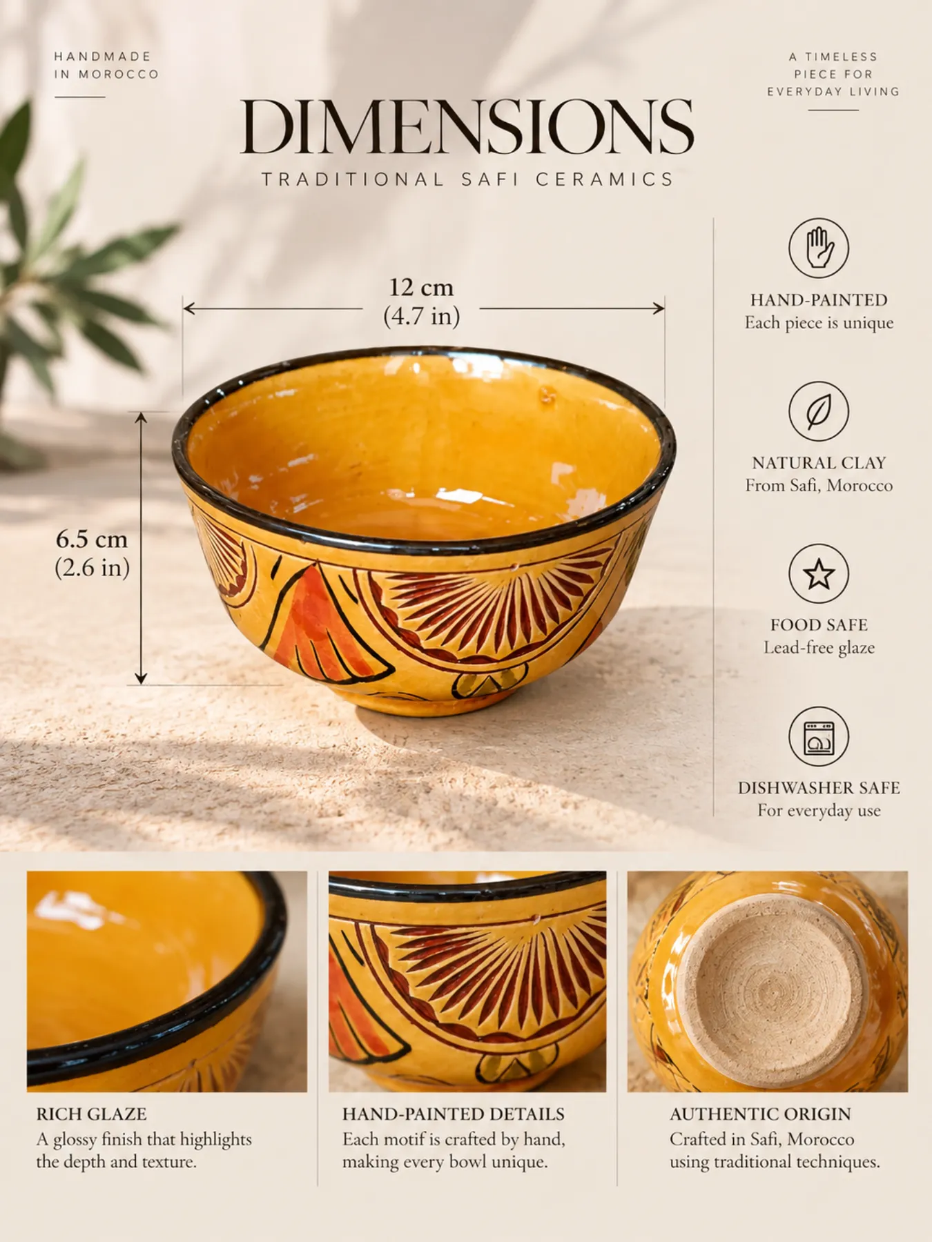 Hand-Carved Safi Ceramic Bowls Set of 4, 10cm, view 11