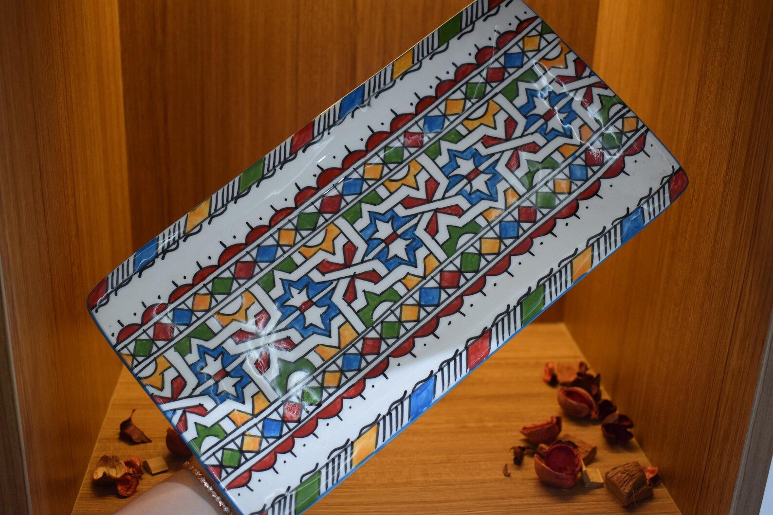 Hand-Painted Geometric Plate from Fès — view 4