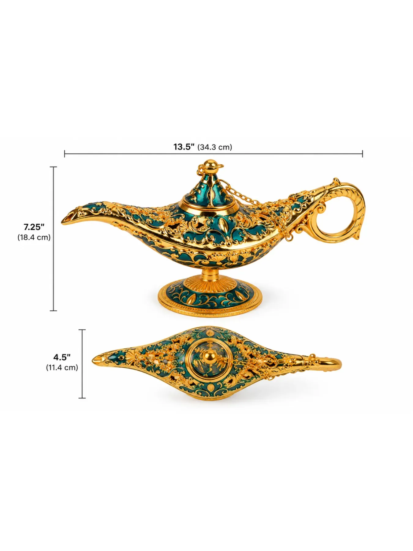 Elegant Moroccan Brass Genie Lamp – Ornate Aladdin-Style Decor - image 1