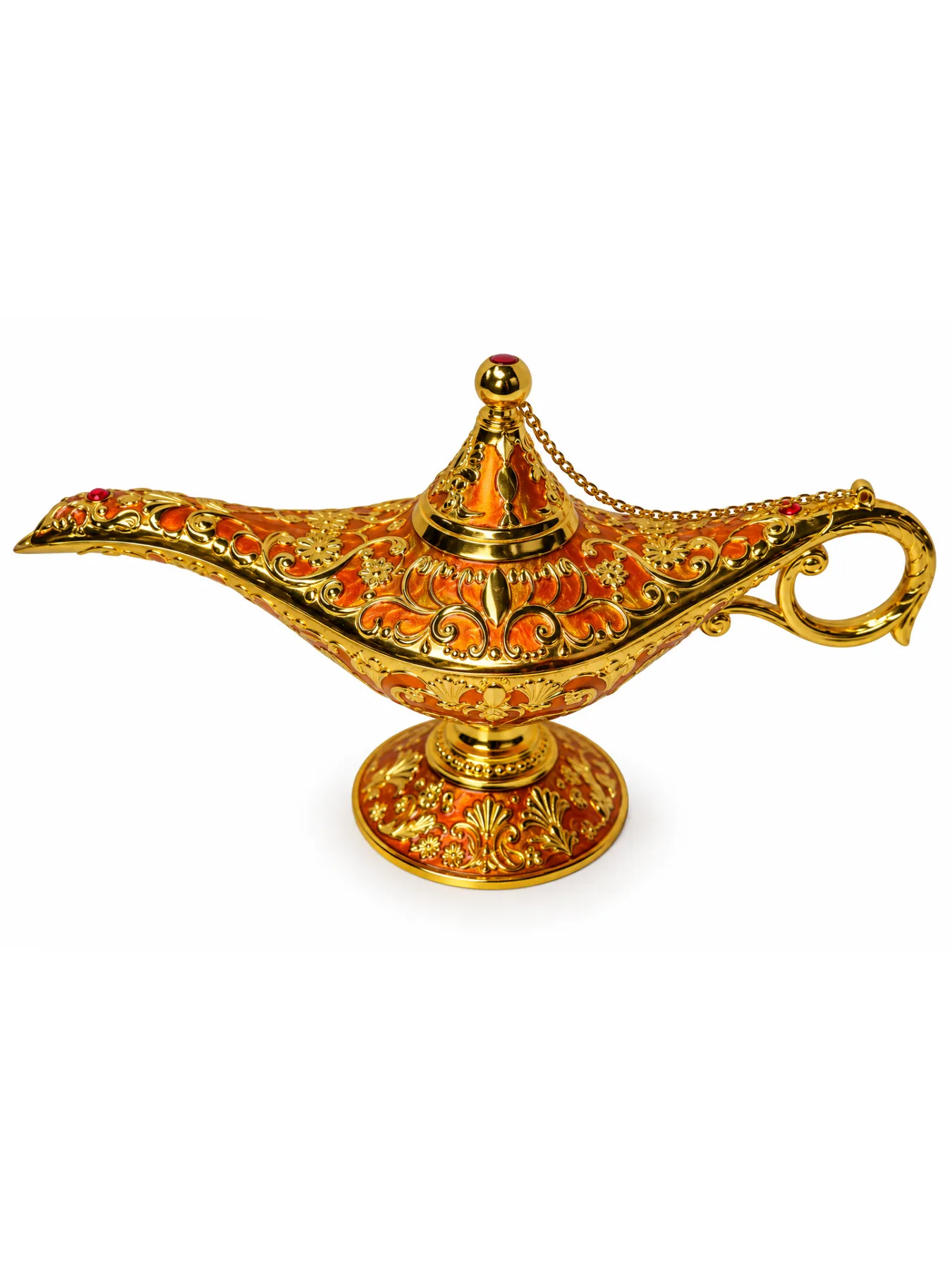 Elegant Moroccan Brass Genie Lamp, Ornate Aladdin-Style Decor