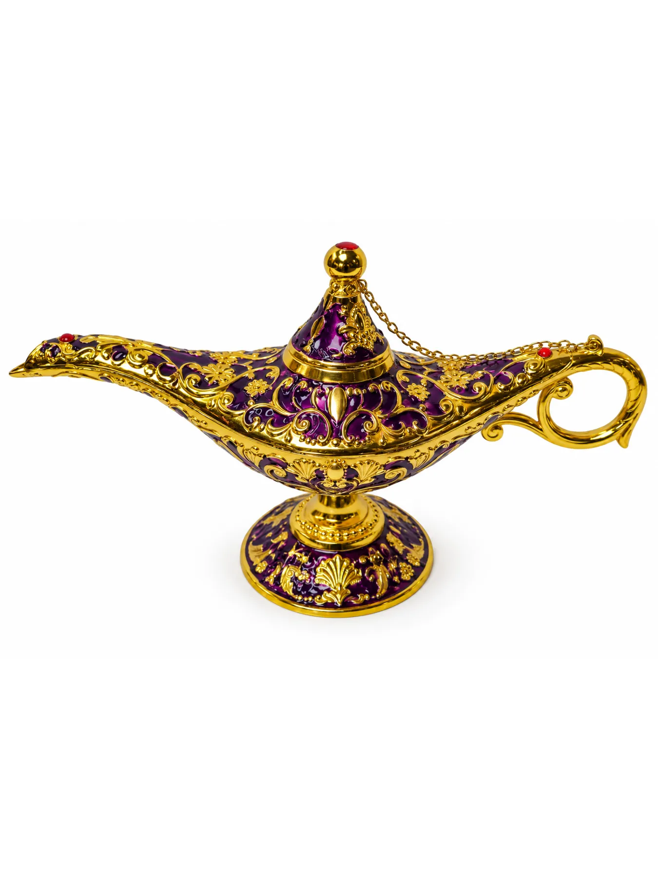 Elegant Moroccan Brass Genie Lamp, Ornate Aladdin-Style Decor