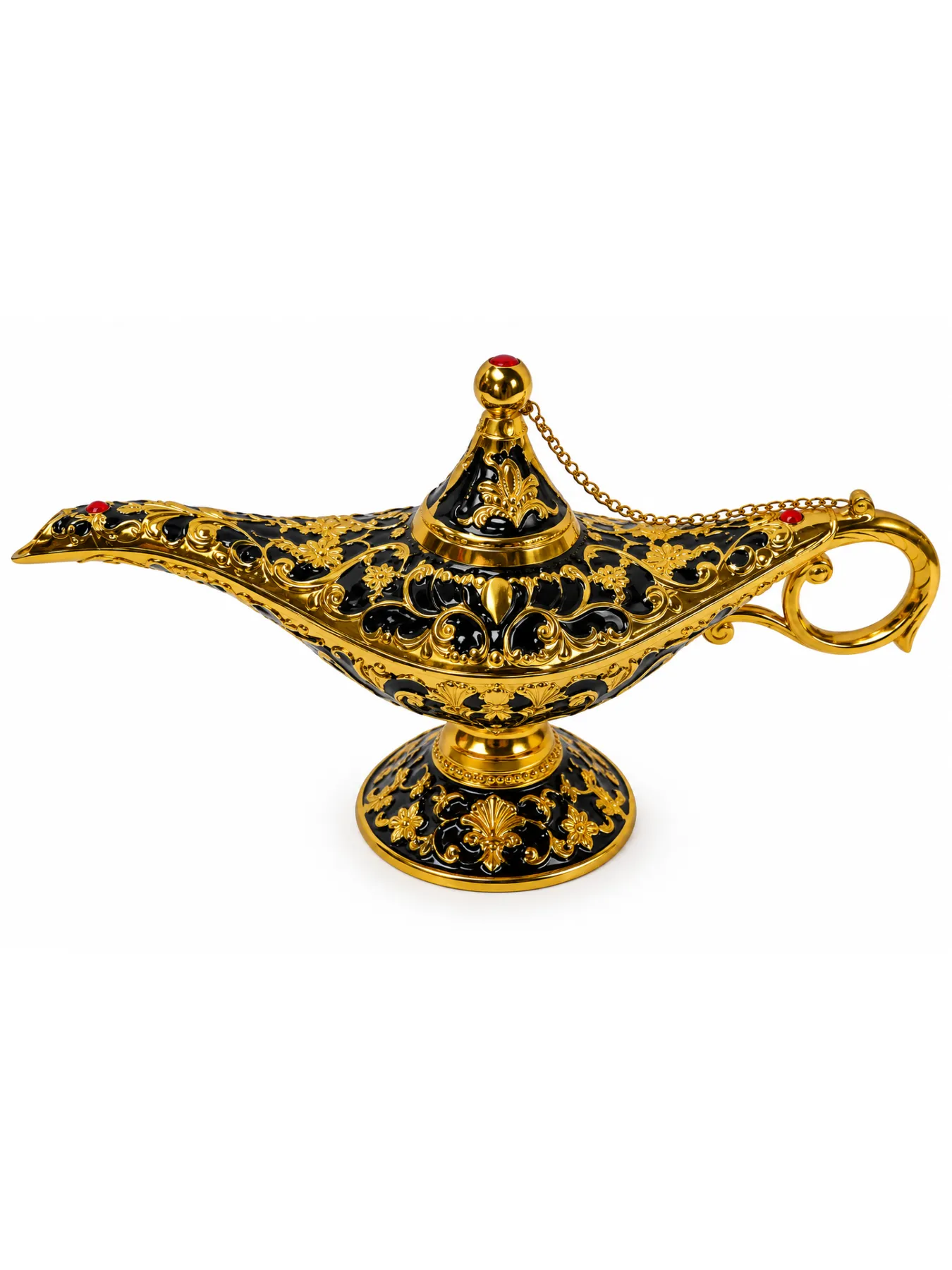 Elegant Moroccan Brass Genie Lamp, Ornate Aladdin-Style Decor