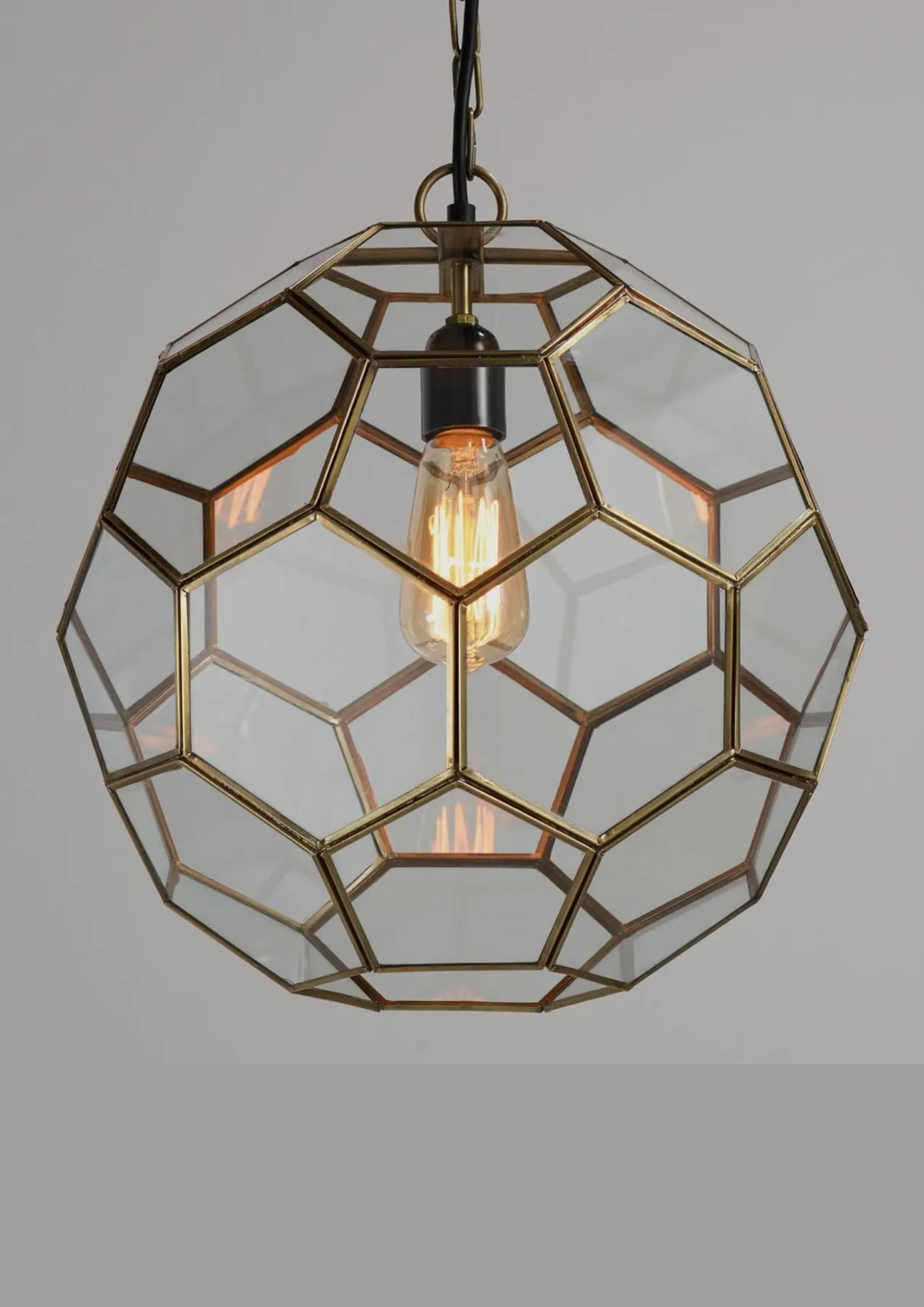 Faceted Brass and Glass Pendant Light from Marrakech — view 6