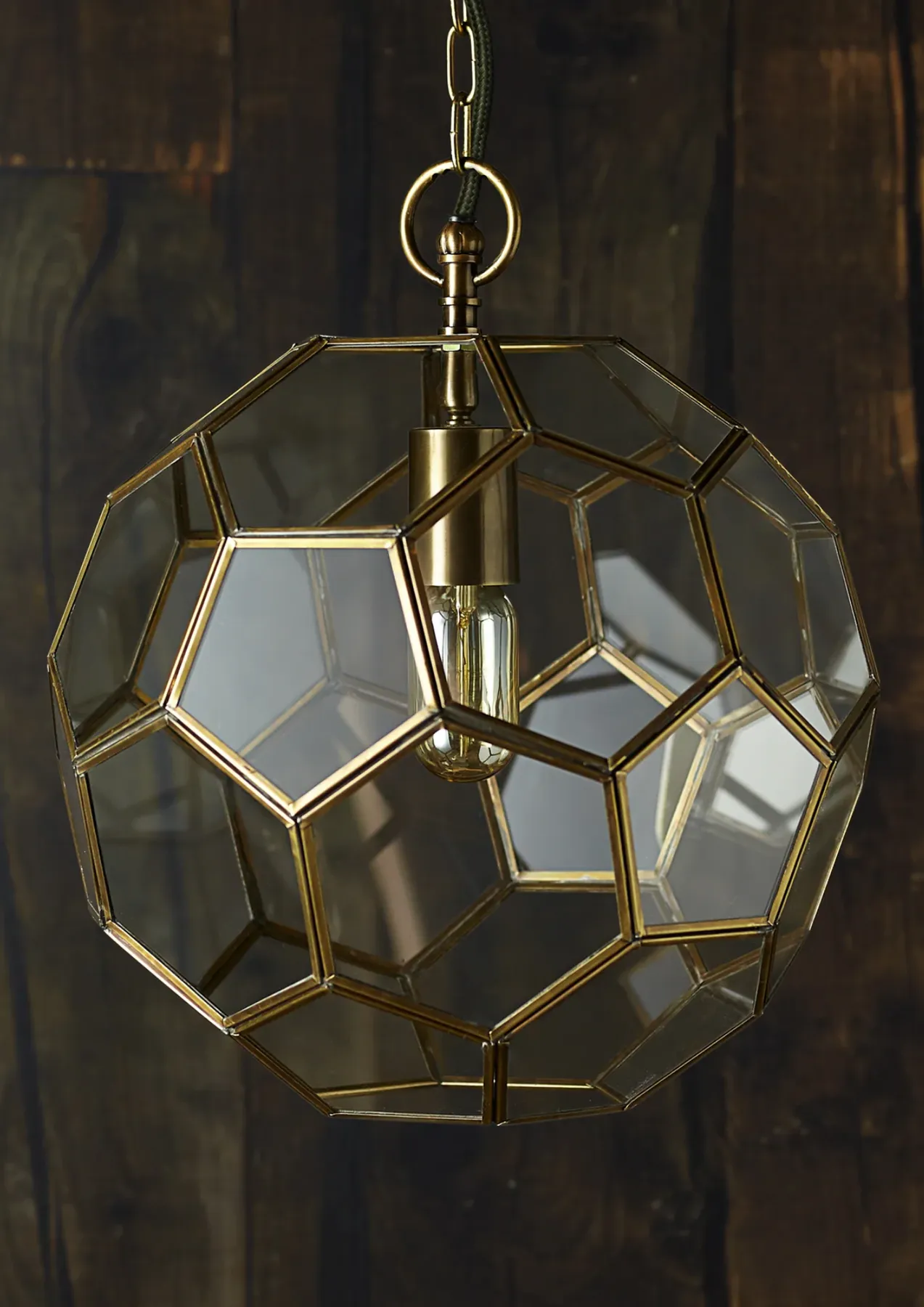 Faceted Brass and Glass Pendant Light from Marrakech — view 4