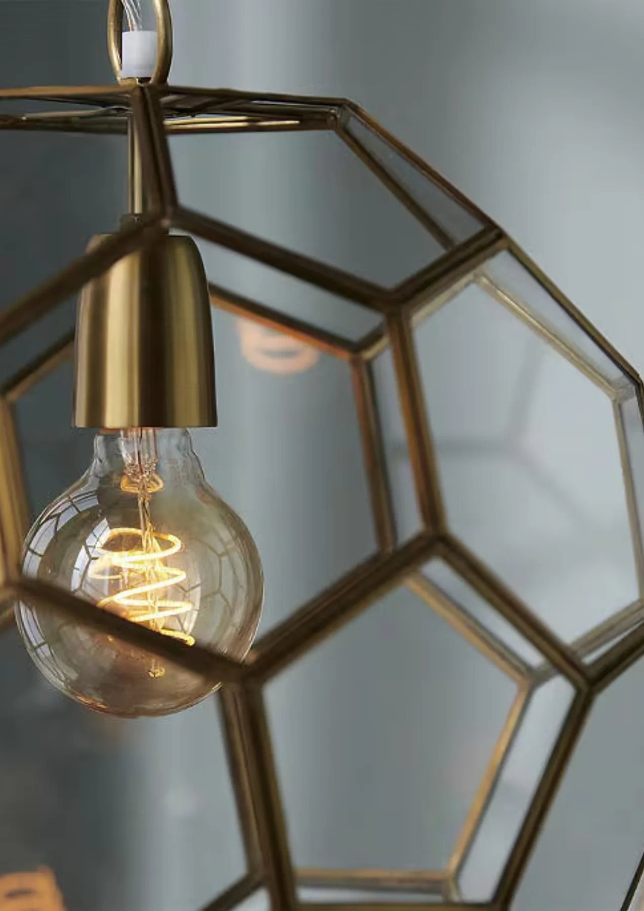 Faceted Brass and Glass Pendant Light from Marrakech — view 5
