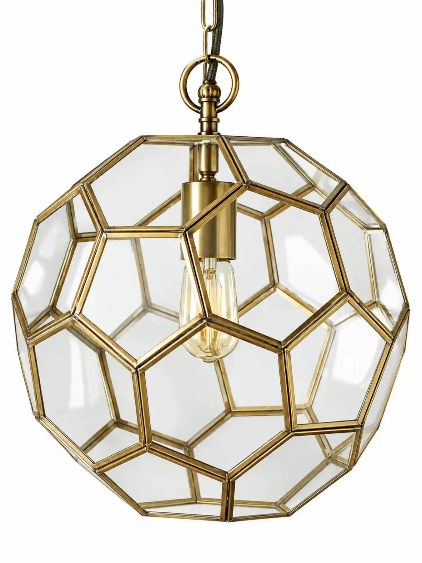 Faceted Brass and Glass Pendant Light from Marrakech