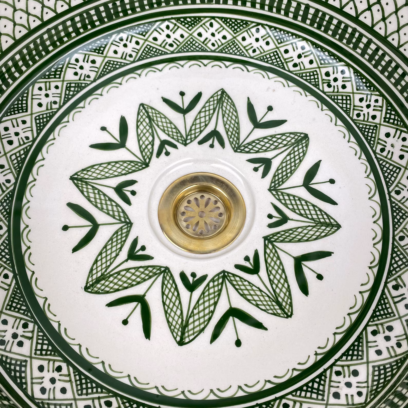 Green SHEBKA Ceramic Vessel with Hand-Engraved Brass — view 9