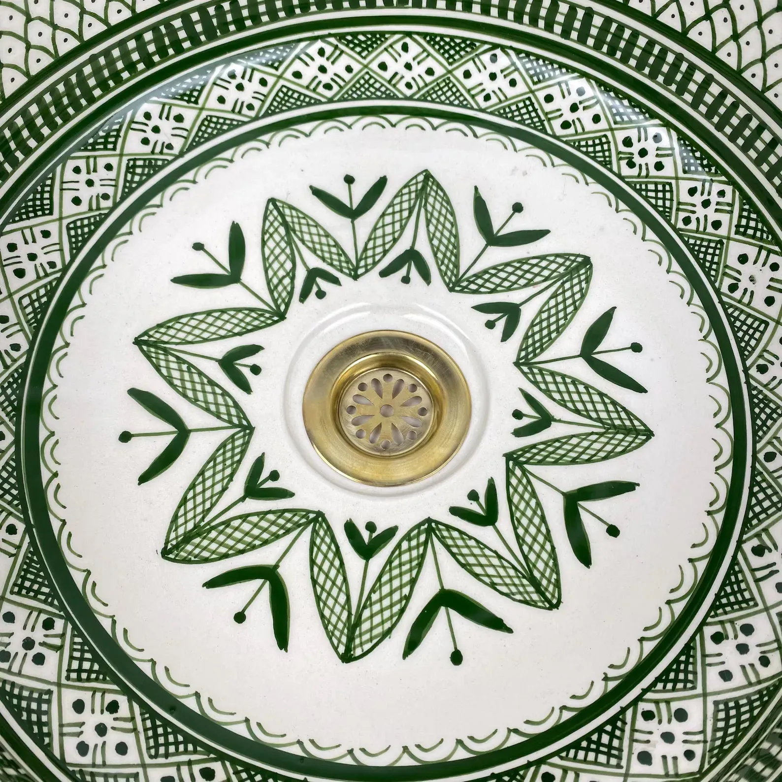 Green SHEBKA Ceramic Vessel with Hand-Engraved Brass — view 9