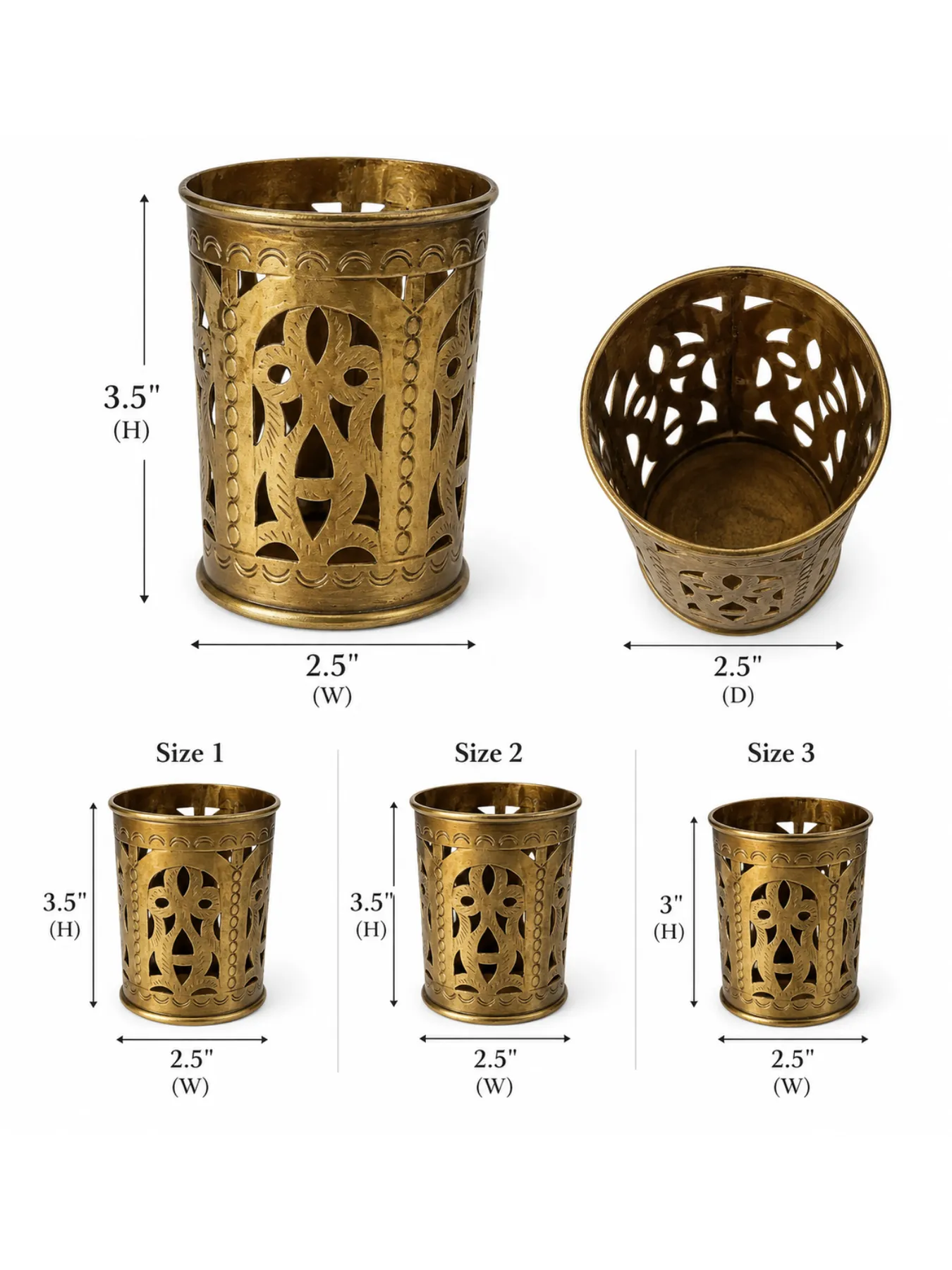 Hand-Engraved Moroccan Brass Glass Holder