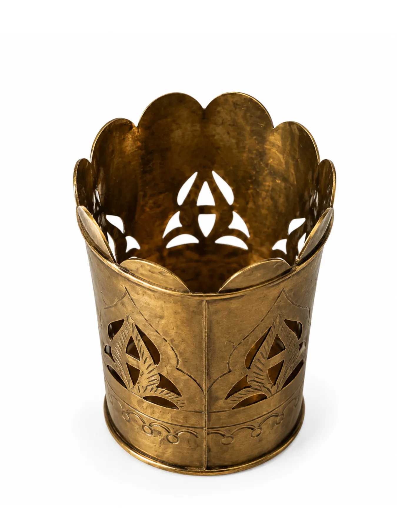 Hand-Engraved Moroccan Brass Glass Holder