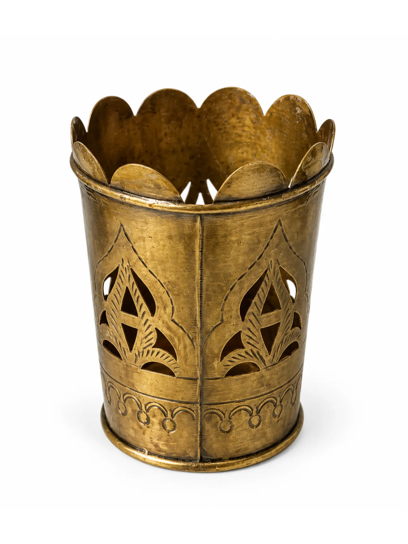 Hand-Engraved Moroccan Brass Glass Holder, view 4