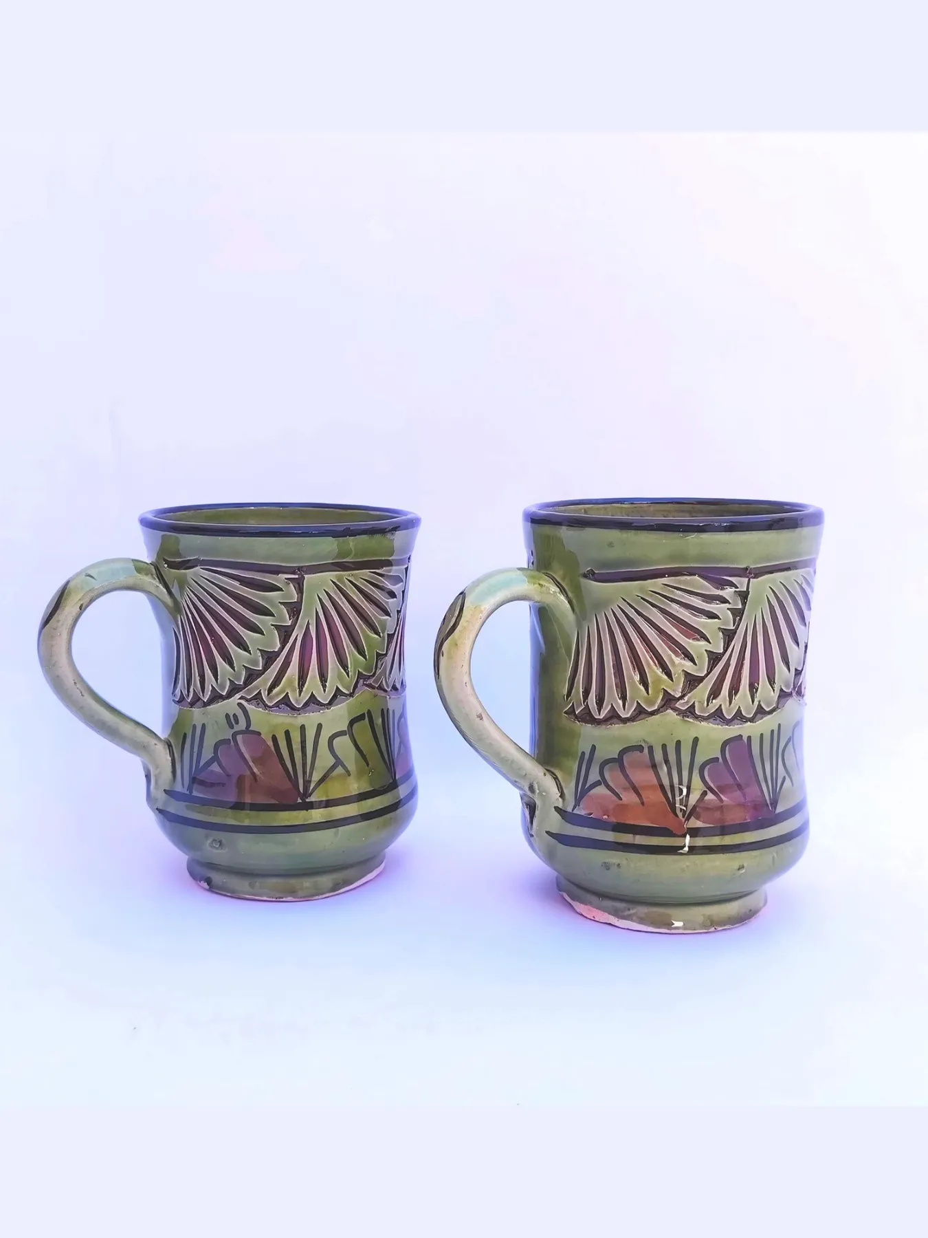 Hand-Engraved Moroccan Mugs, Set of 2 from Safi, Morocco — view 4