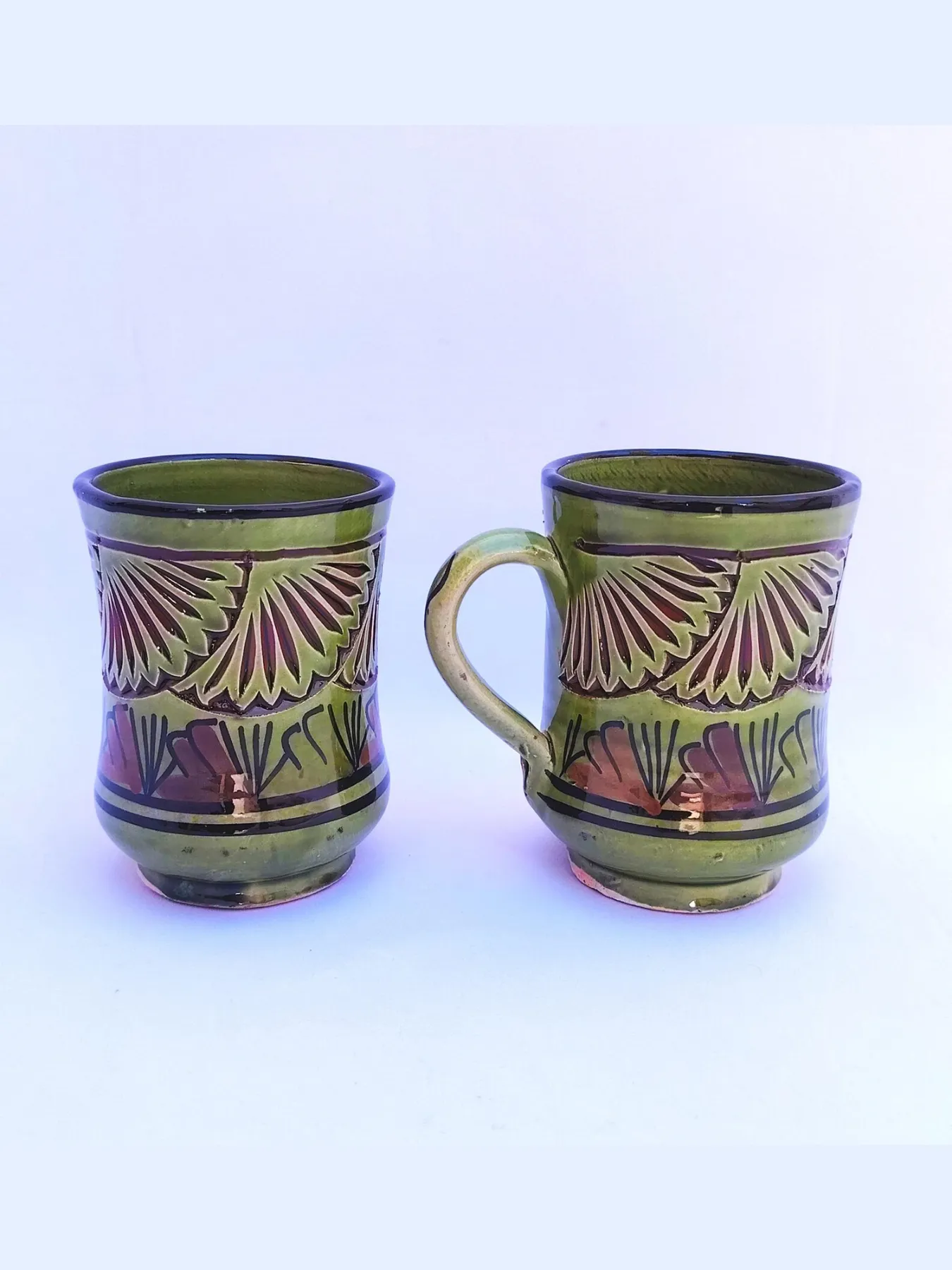 Hand-Engraved Moroccan Mugs, Set of 2 from Safi, Morocco — view 6