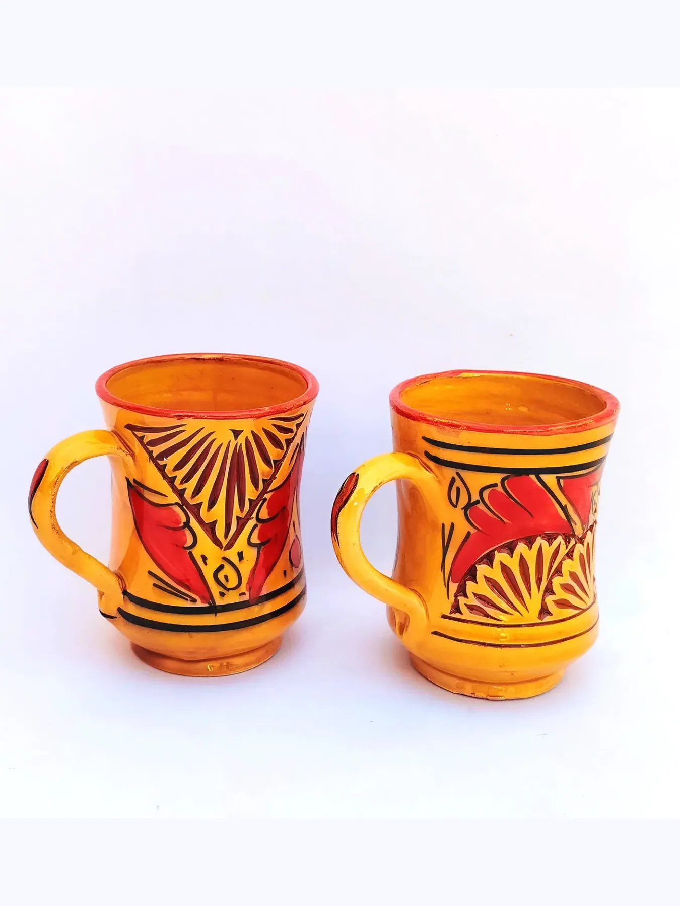 Hand-Engraved Moroccan Mugs, Set of 2 Mustard, Safi — view 2