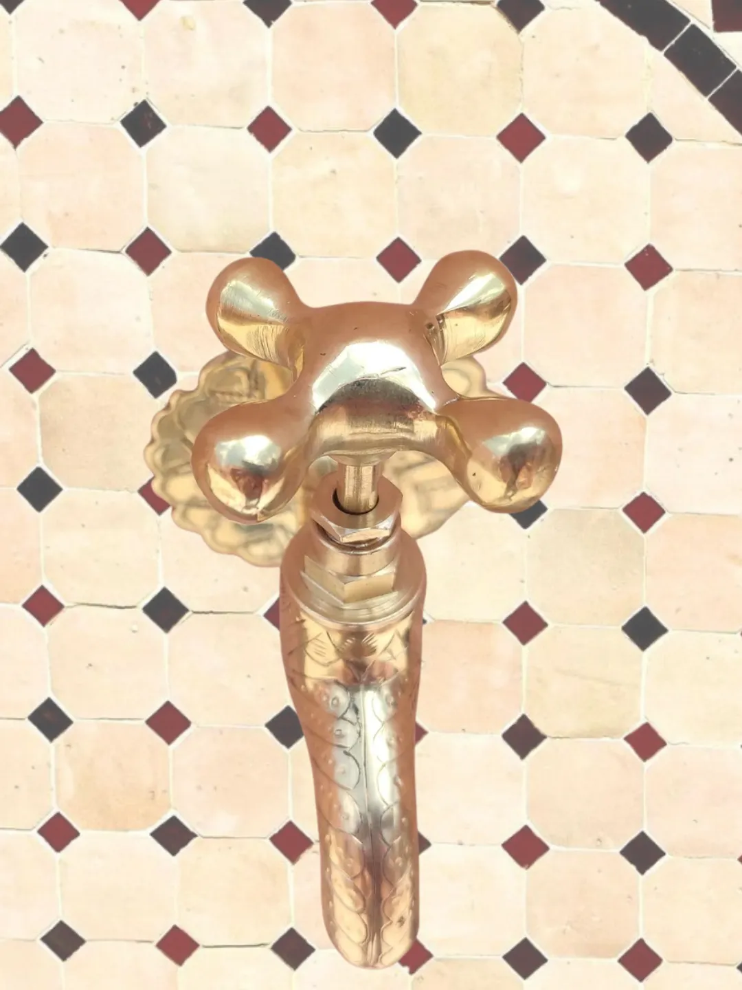 Hand-Engraved Brass Wall Tap from Fès — view 3