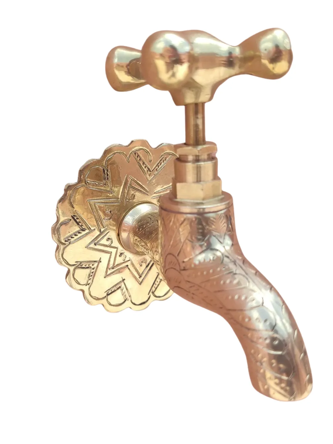 Hand-Engraved Brass Wall Tap from Fès