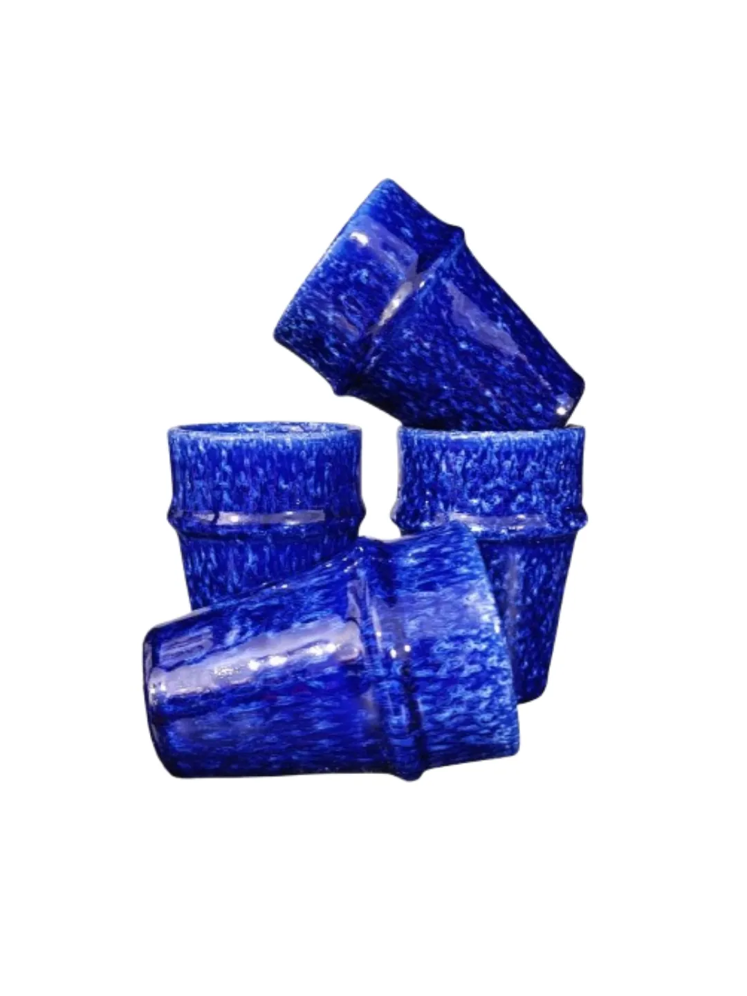 Hand-Glazed Fès Ceramic Cups Set of 4 — 7cm, Choose Color — view 2