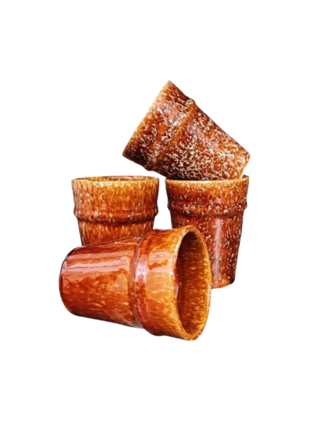 Hand-Glazed Fès Ceramic Cups Set of 4 — 7cm, Choose Color