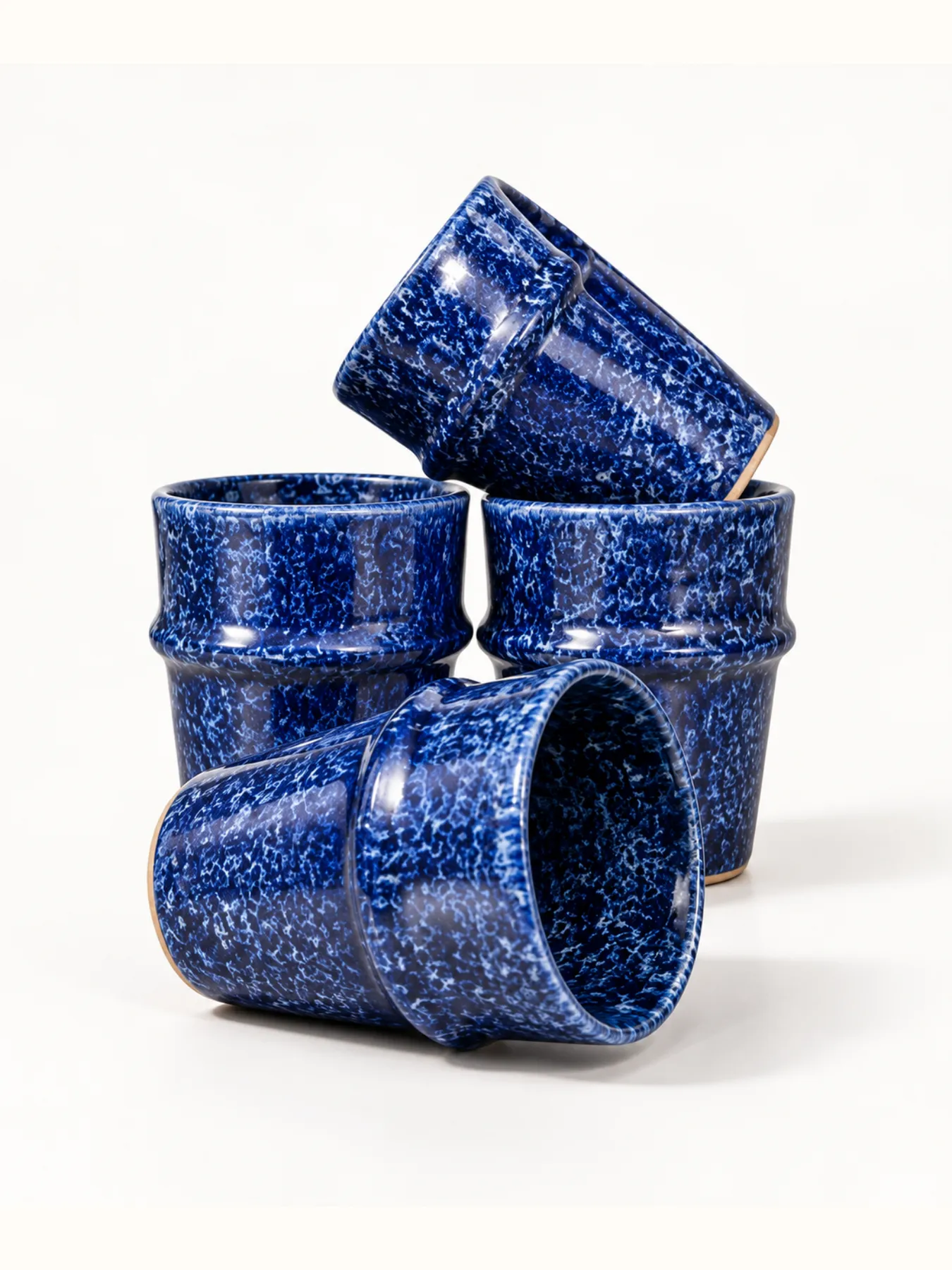 Hand-Glazed Fès Ceramic Cups Set of 4 — 7cm, Choose Color