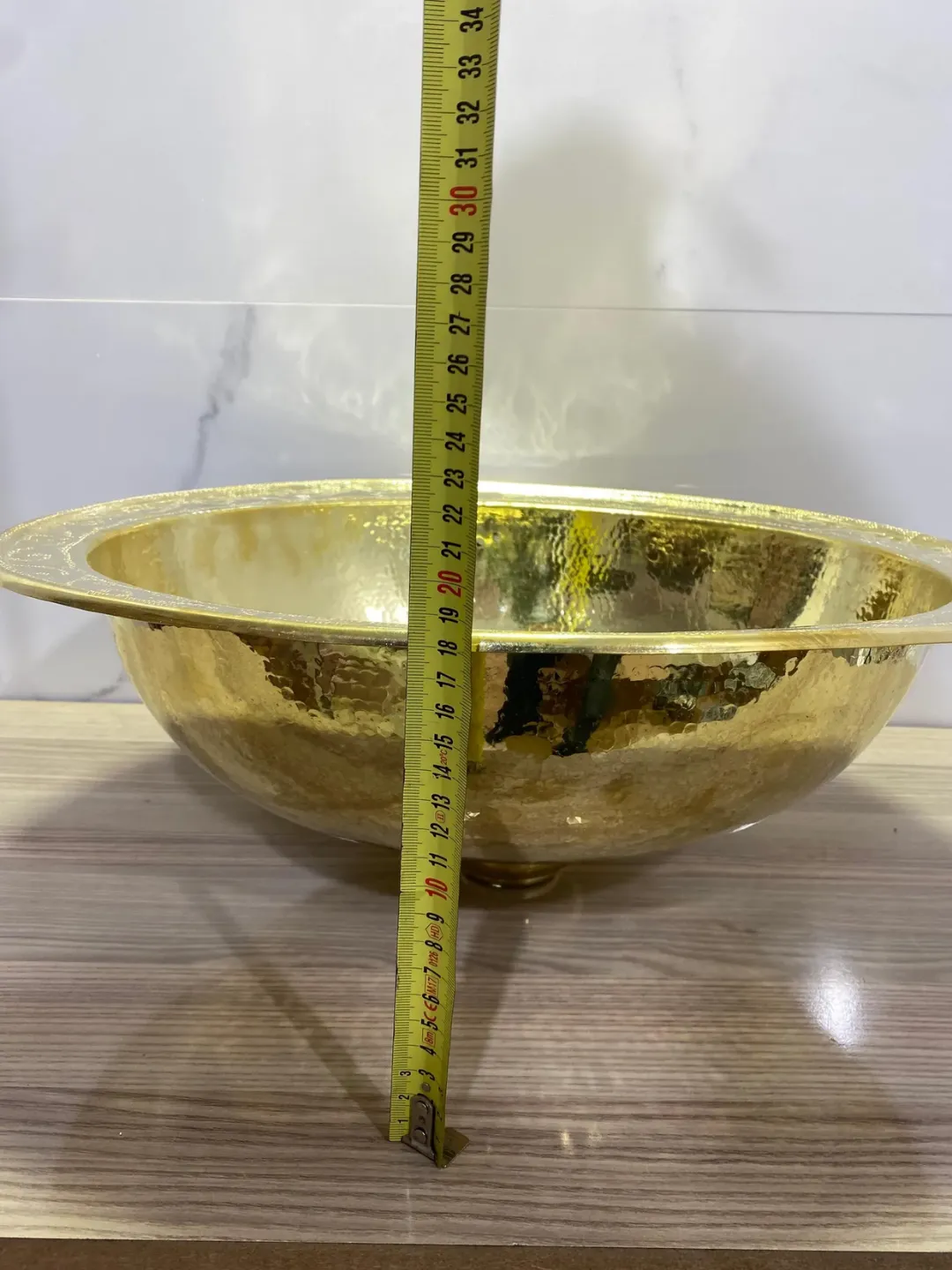 Hand-Hammered Brass Basin from Marrakech — 48cm — view 5