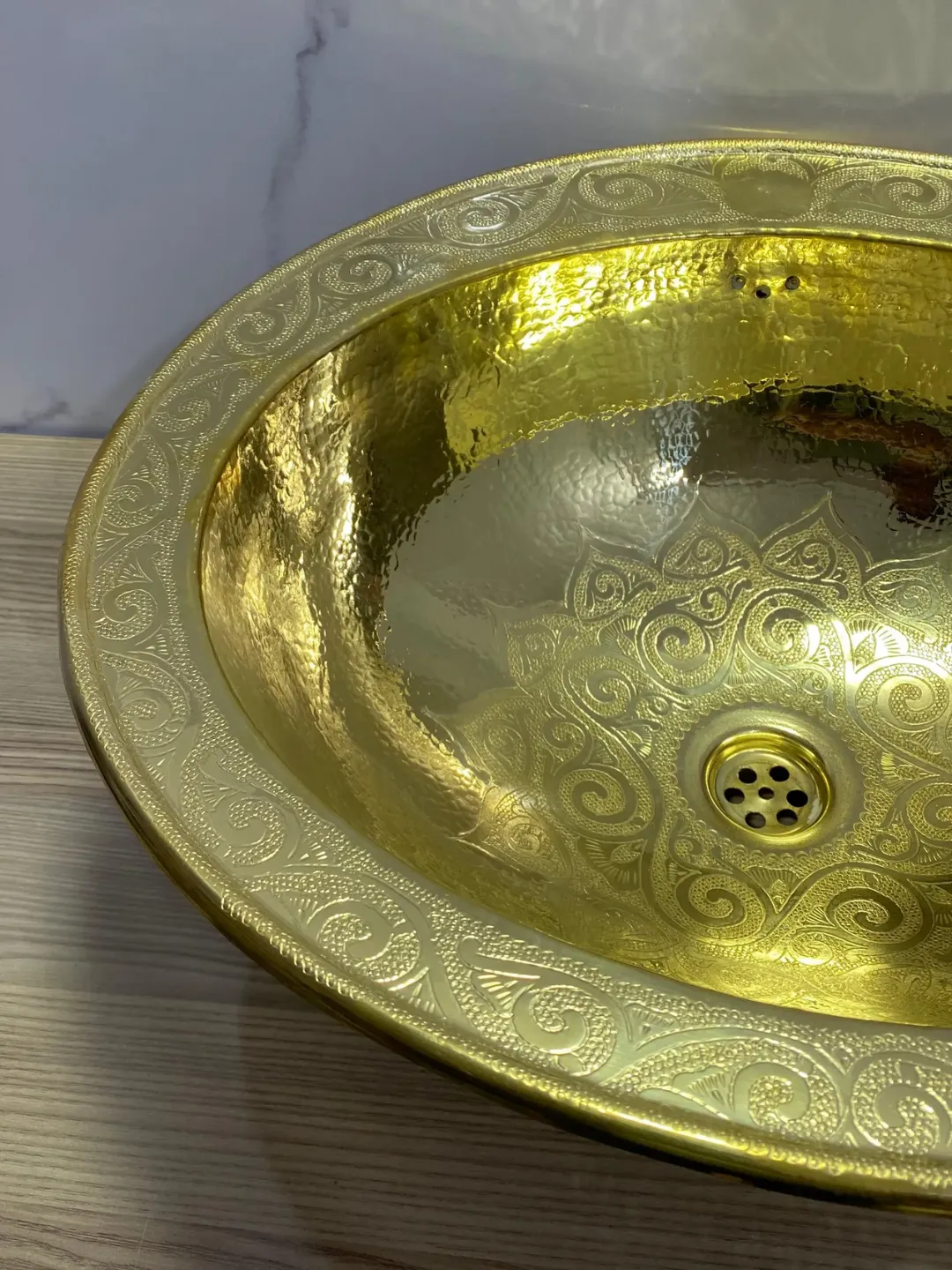 Hand-Hammered Brass Basin from Marrakech — 48cm — view 6