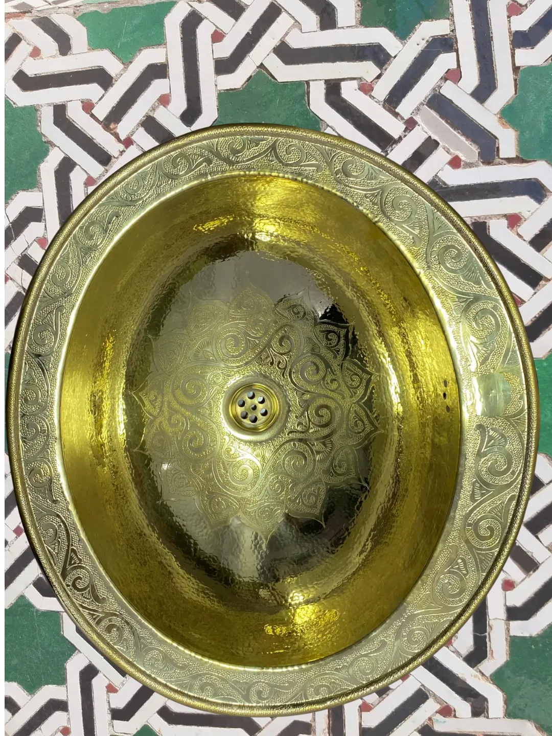 Hand-Hammered Brass Basin from Marrakech — 48cm — view 8