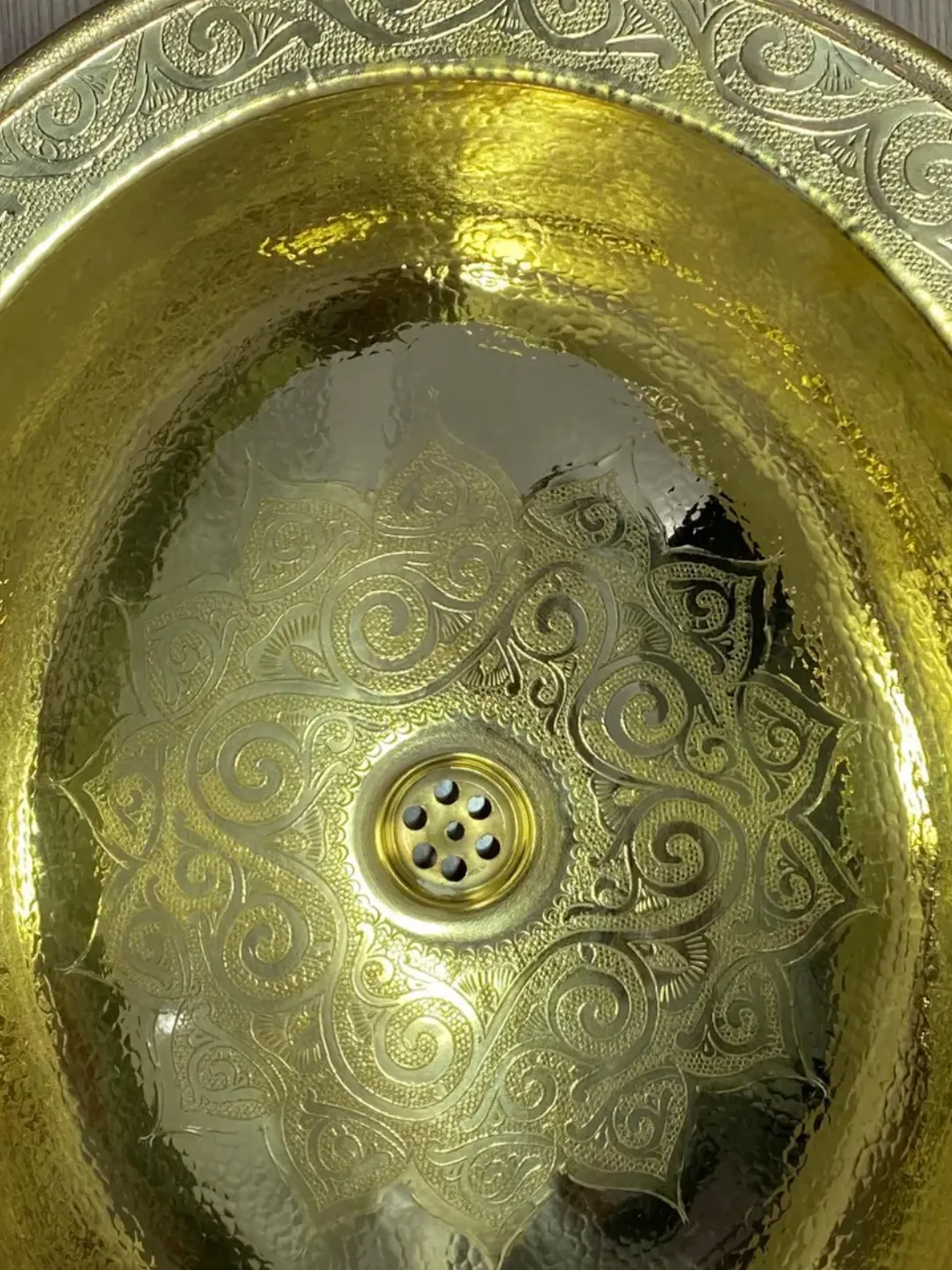 Hand-Hammered Brass Basin from Marrakech — 48cm — view 2