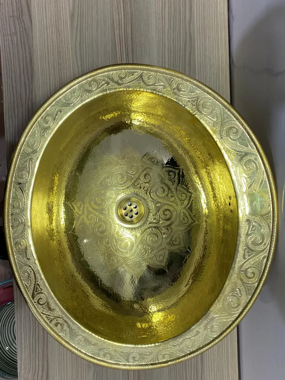 Hand-Hammered Brass Basin from Marrakech — 48cm