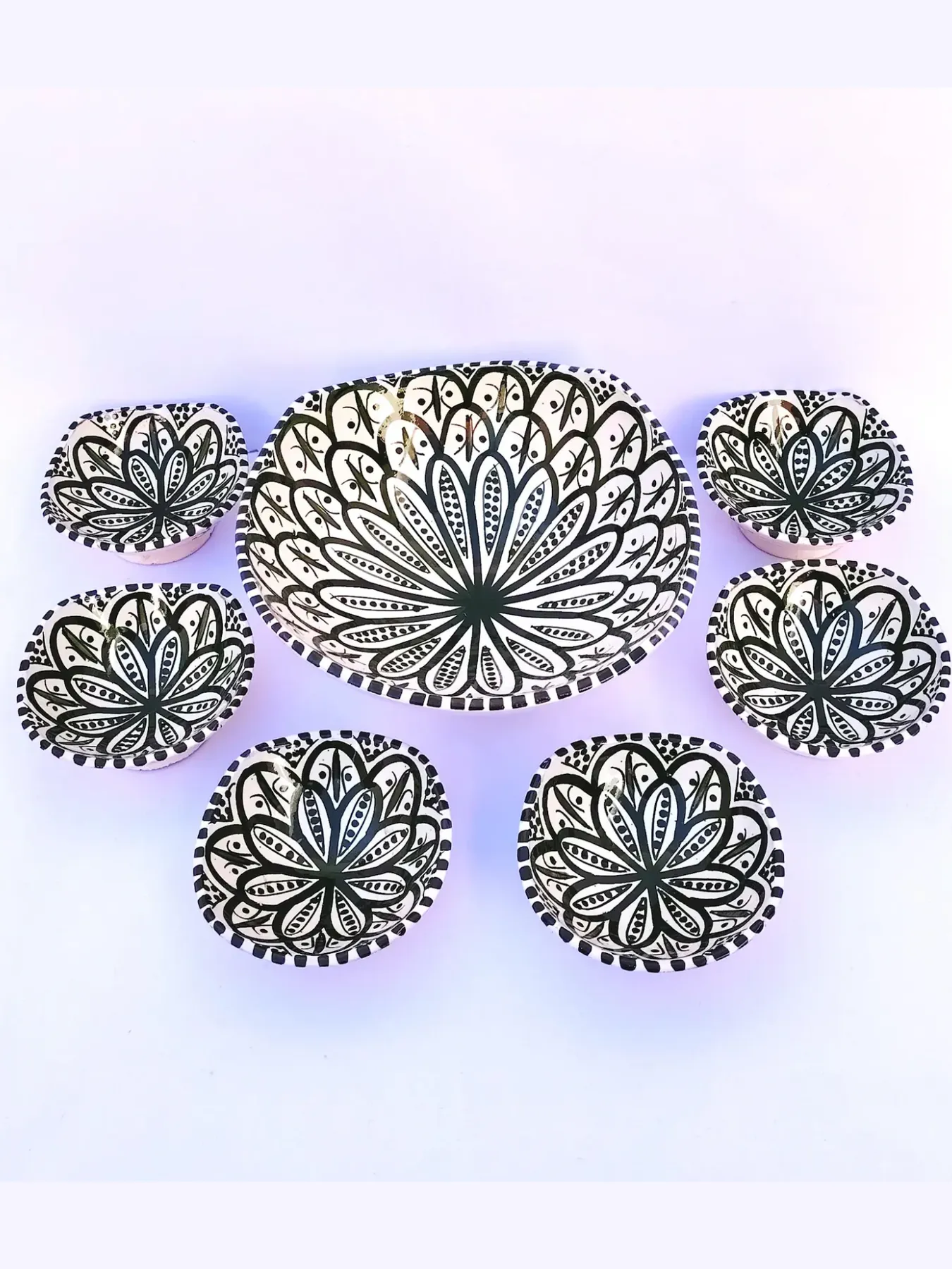 Hand-Painted Bowl Set of 7 from Safi, Wall or Table — view 4