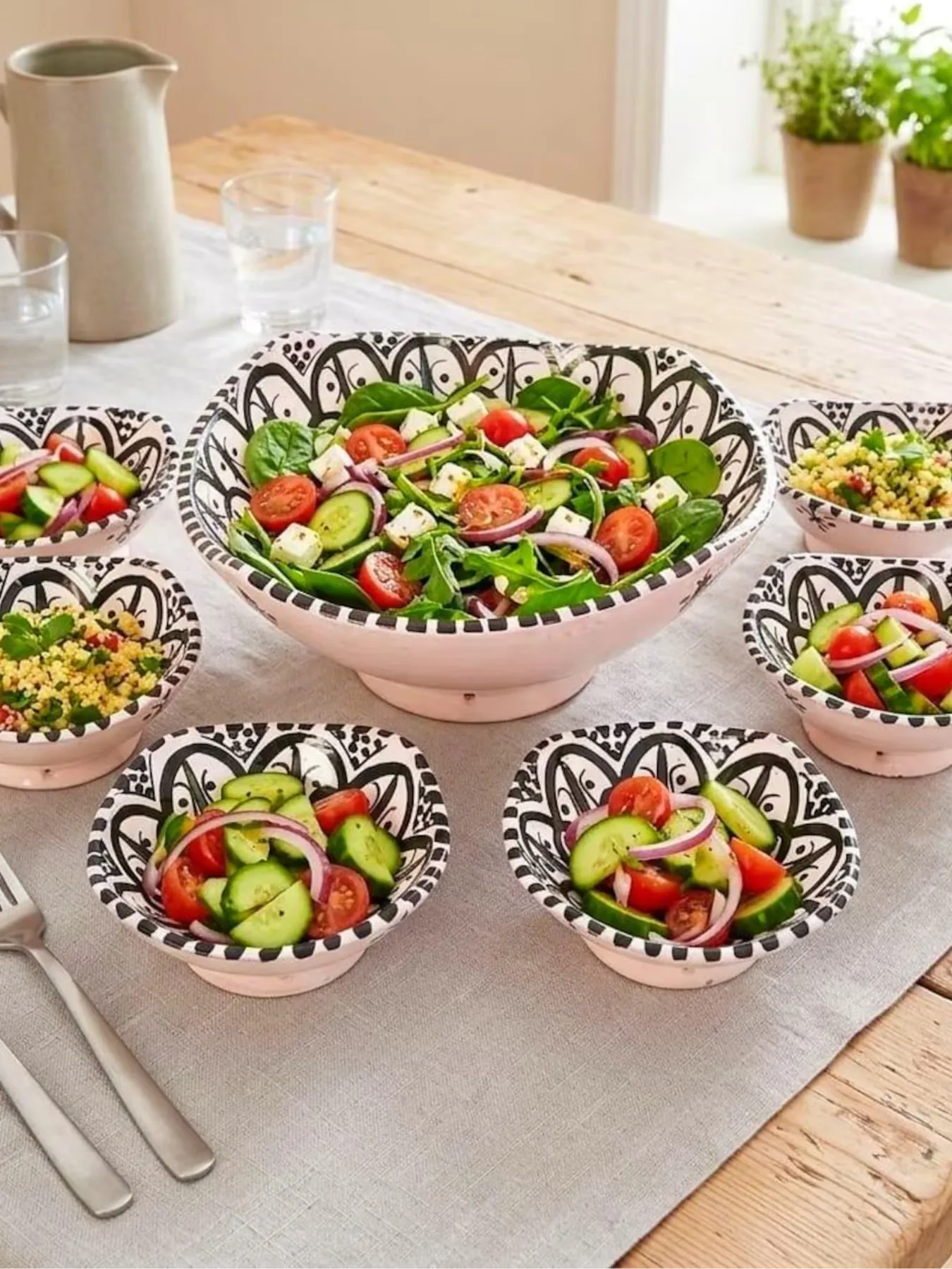 Hand-Painted Bowl Set of 7 from Safi, Wall or Table — view 6