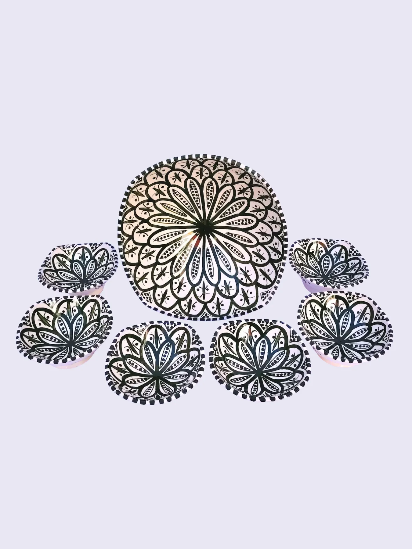 Hand-Painted Bowl Set of 7 from Safi, Wall or Table — view 7