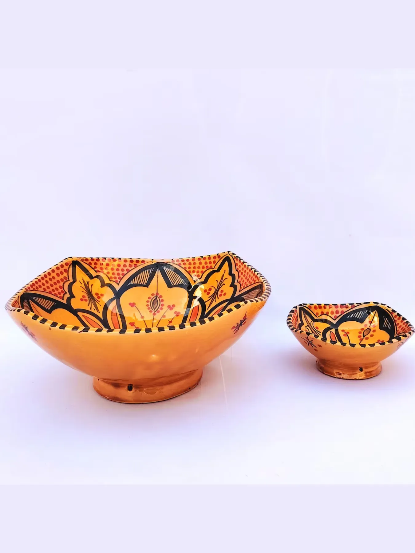 Hand-Painted Ceramic Bowl Set of 7  Marigold, Safi, Morocco — view 6
