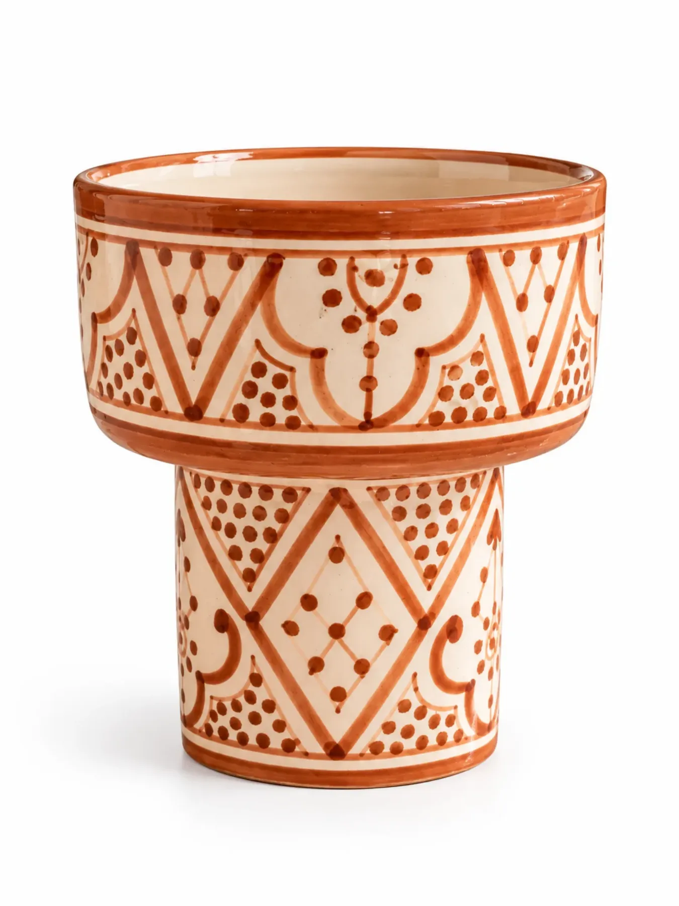 Hand-Painted Footed Fruit Bowl from Safi, Morocco, 20cm — view 6