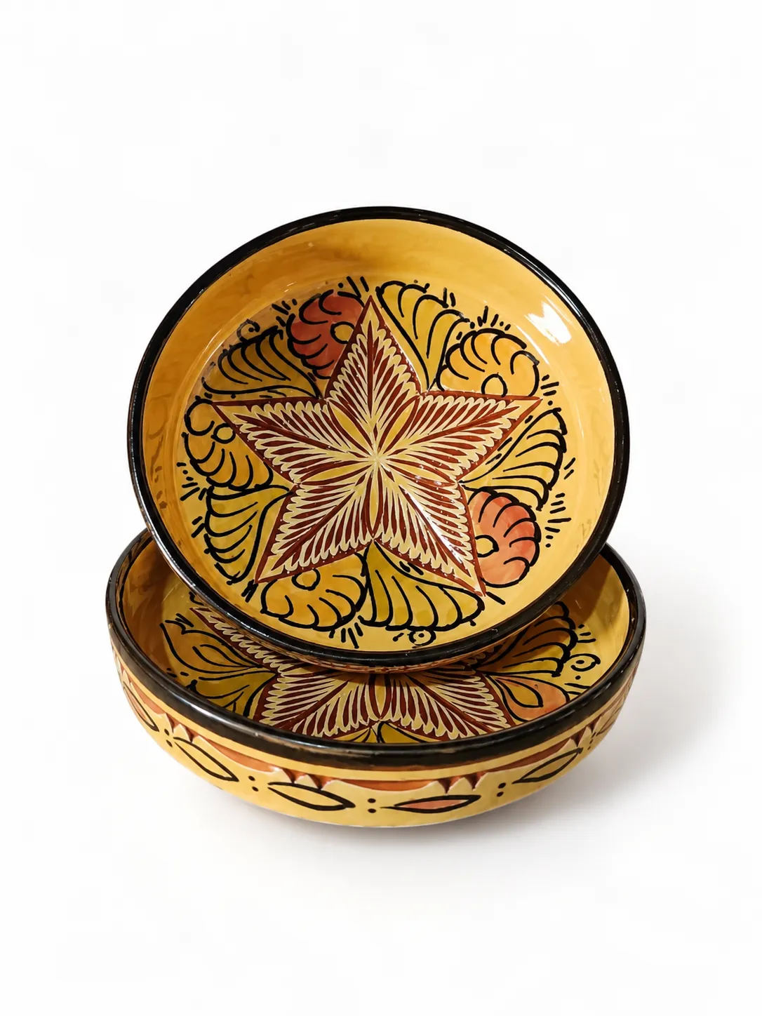 Hand-Painted Marrakech Ceramic Bowl Set, 21cm