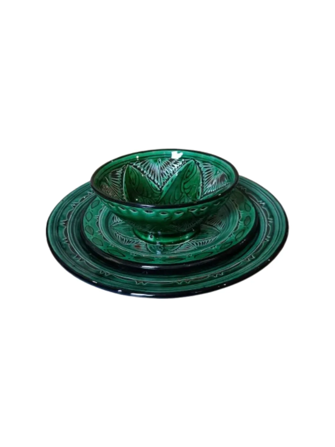 Hand-Painted Marrakech Ceramic Place Setting, 3 Pieces — view 2