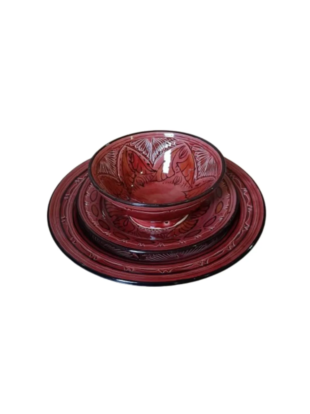 Hand-Painted Marrakech Ceramic Place Setting, 3 Pieces — view 3