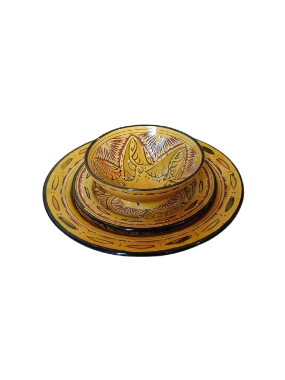 Hand-Painted Marrakech Ceramic Place Setting, 3 Pieces — view 4