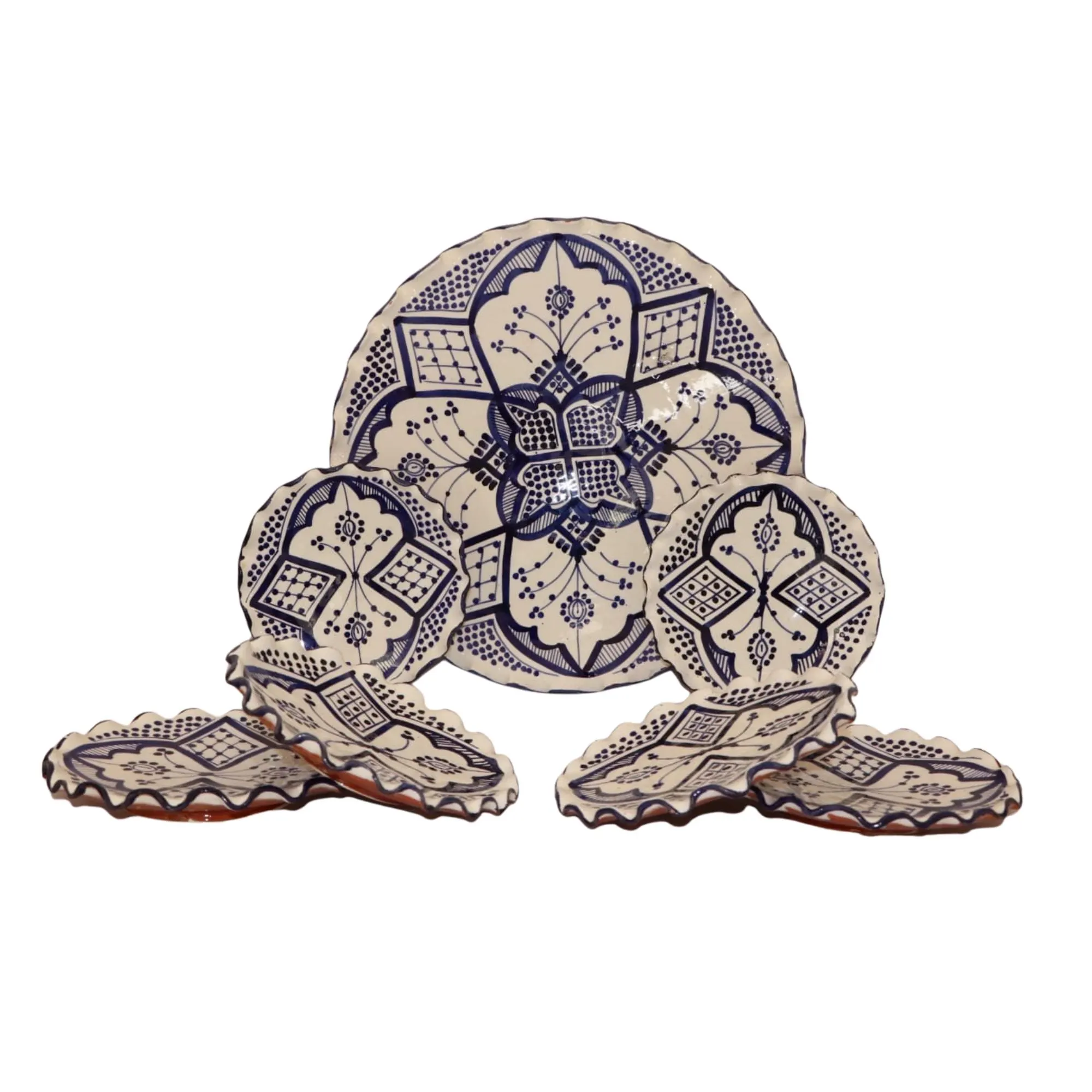 Hand-Painted Moroccan Ceramic Plate Set – 7-Piece Serving Collection — view 3